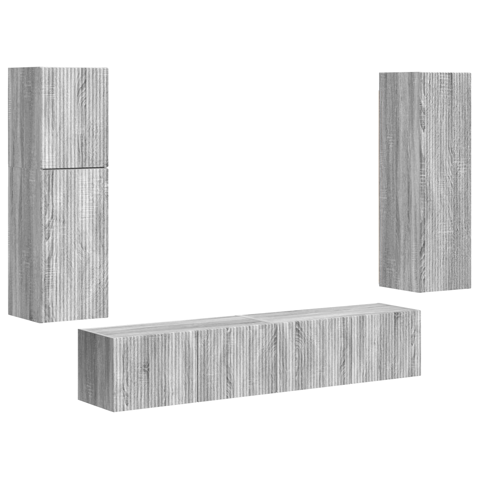 TV Cabinet Set 4 pcs Grey Sonoma Engineered Wood