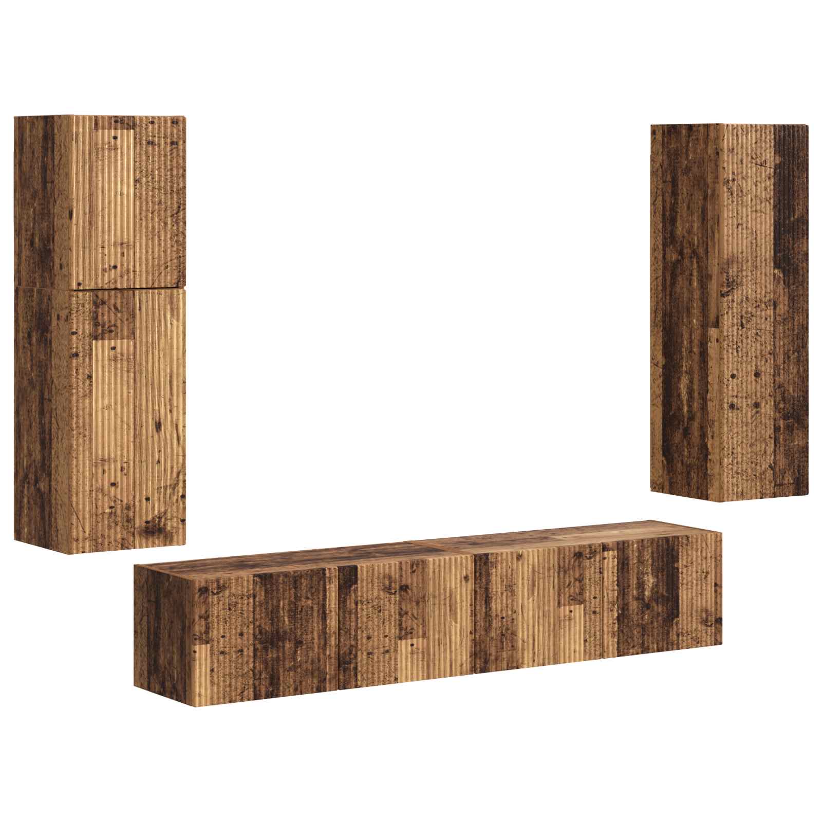 TV Cabinet Set 4 pcs Old Wood Engineered Wood