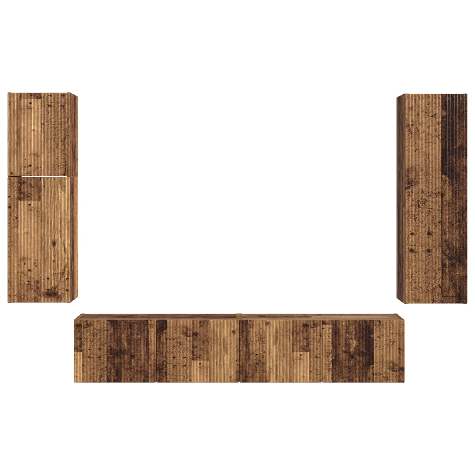 TV Cabinet Set 4 pcs Old Wood Engineered Wood