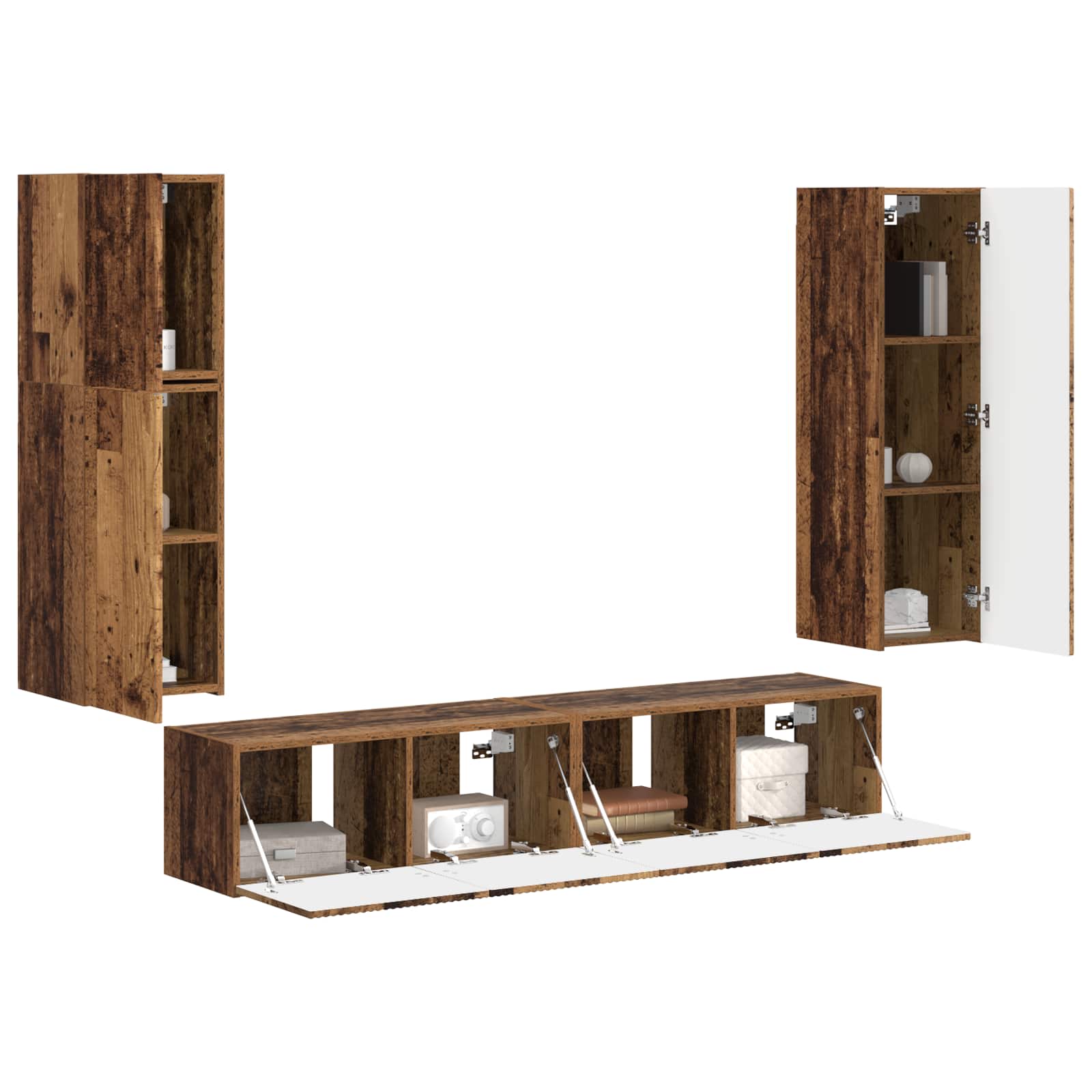 TV Cabinet Set 4 pcs Old Wood Engineered Wood