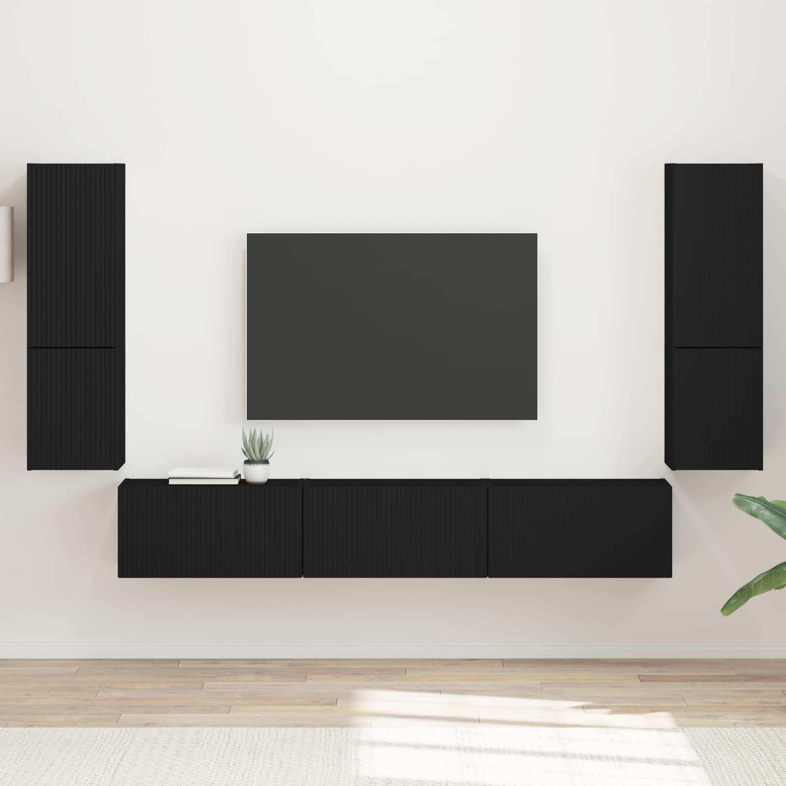TV spintelių komplektas 4 vnt. Juoda Apdirbta mediena