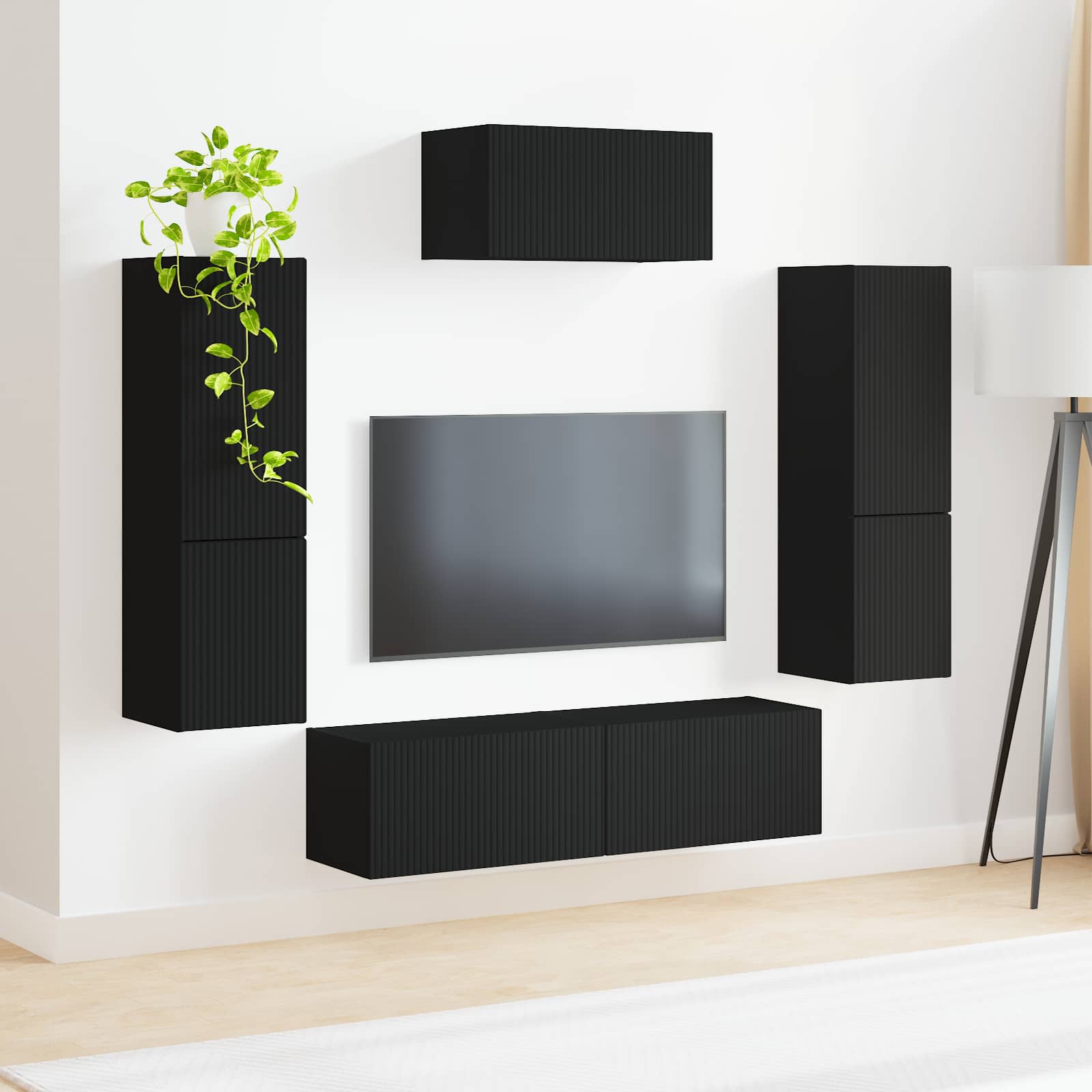 TV spintelių komplektas 4 vnt. Juoda Apdirbta mediena