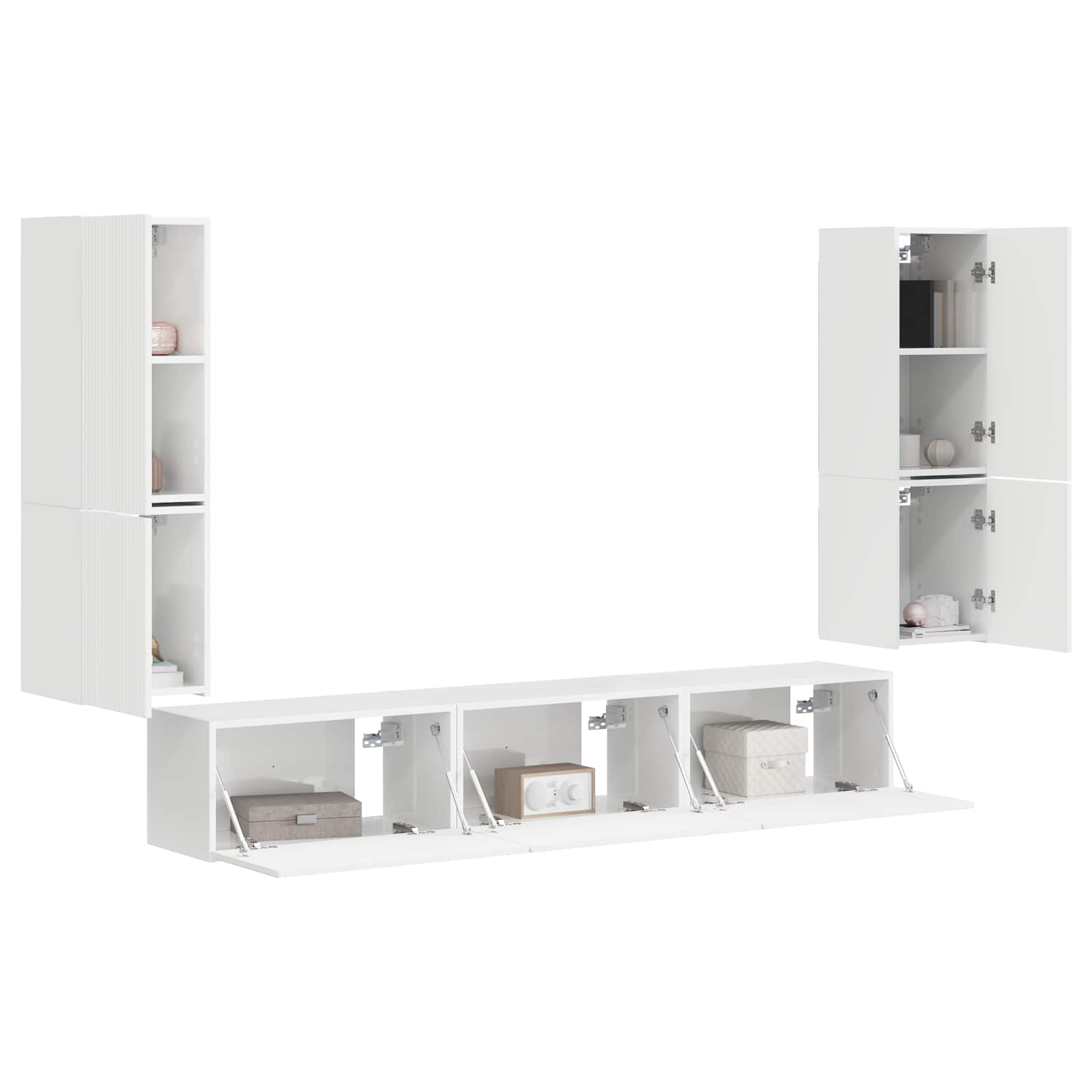 TV spintelių komplektas 4 pcs Aukštai blizganti balta