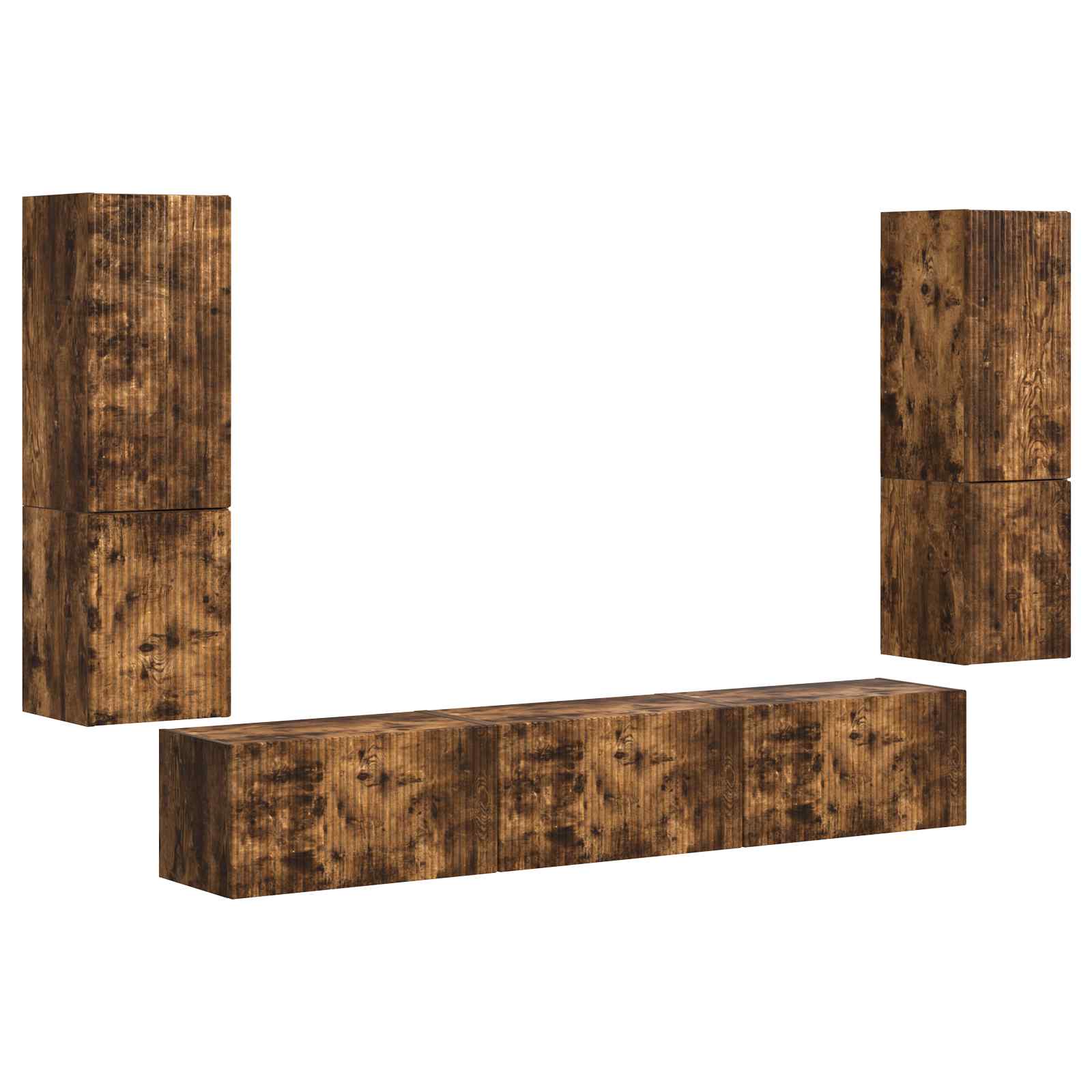 TV Cabinet Set 4 pcs Smoked Oak Engineered Wood