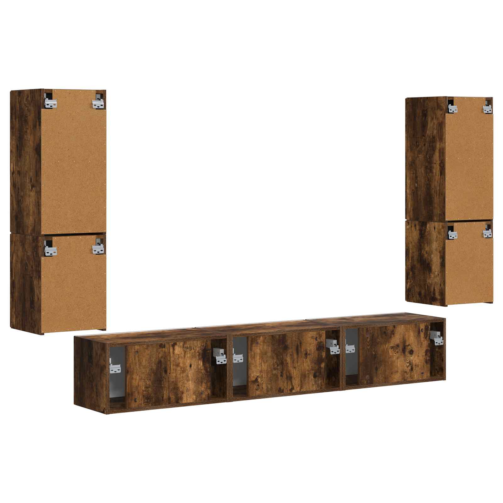TV Cabinet Set 4 pcs Smoked Oak Engineered Wood