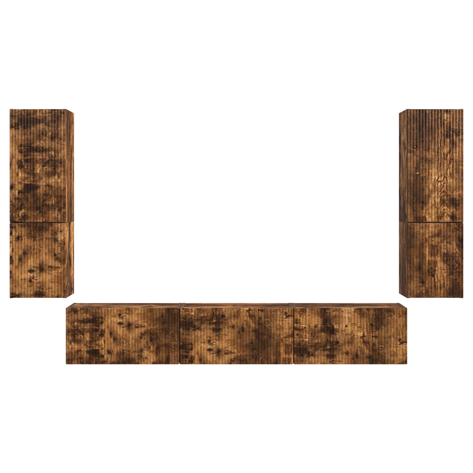 TV Cabinet Set 4 pcs Smoked Oak Engineered Wood