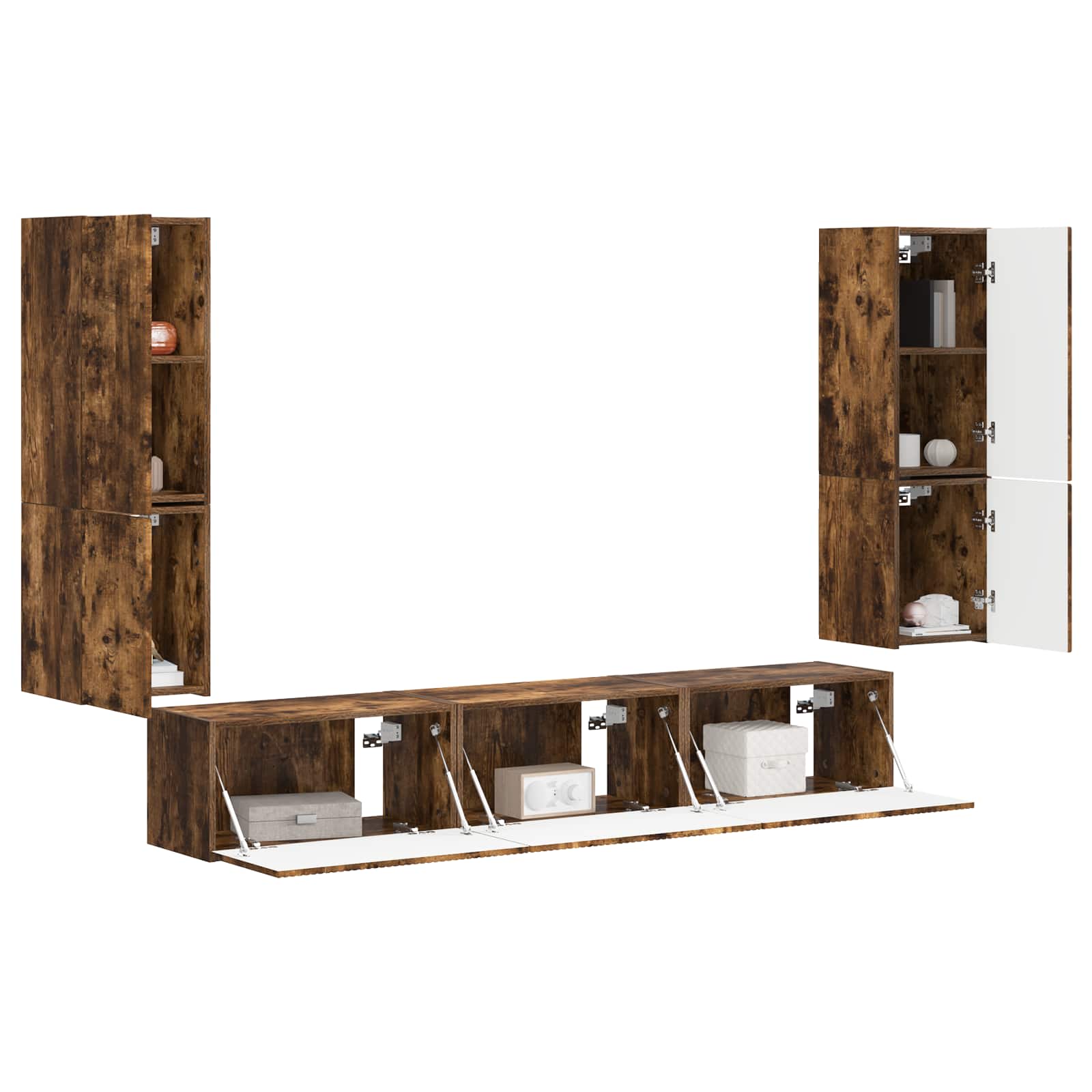TV Cabinet Set 4 pcs Smoked Oak Engineered Wood