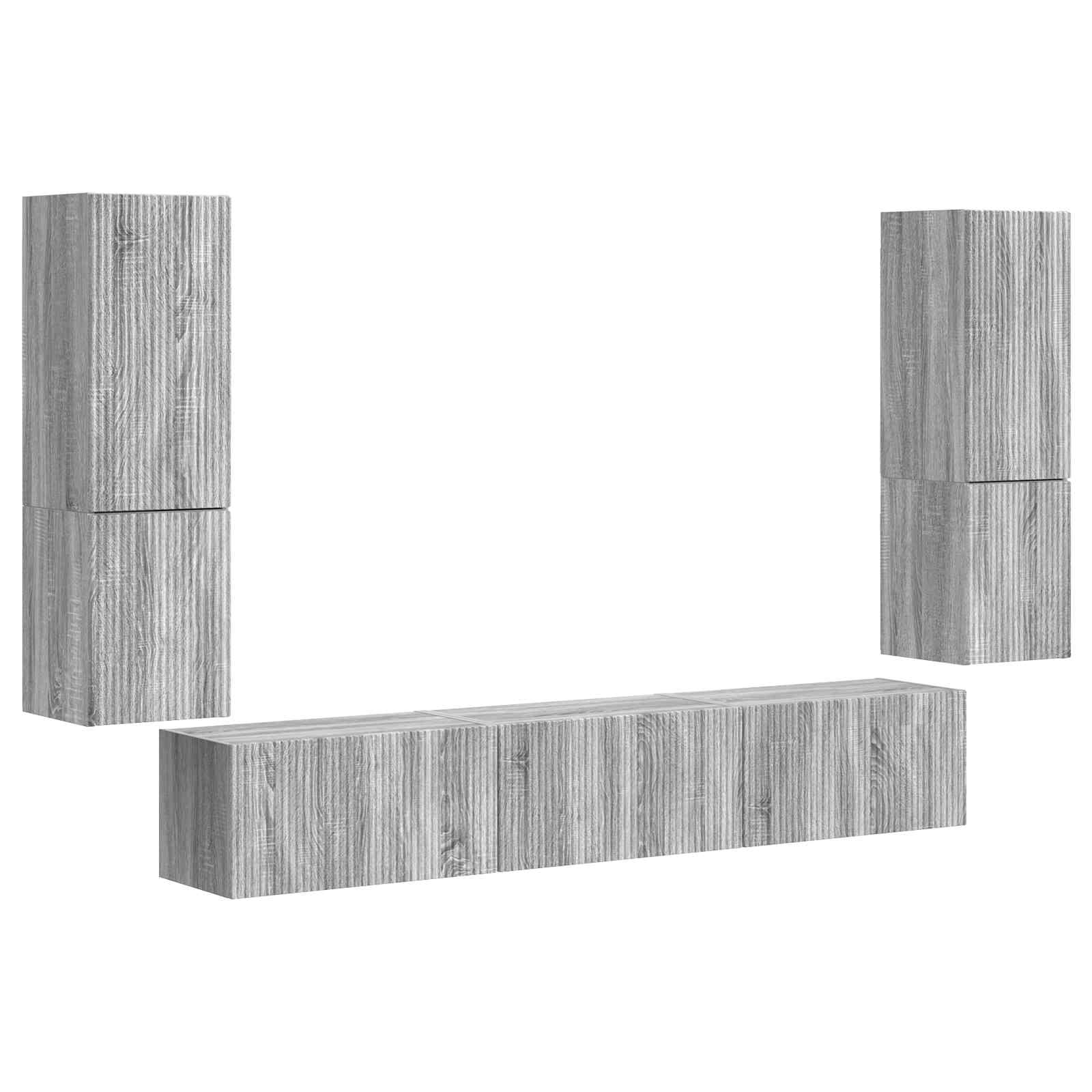 TV Cabinet Set 4 pcs Grey Sonoma Engineered Wood