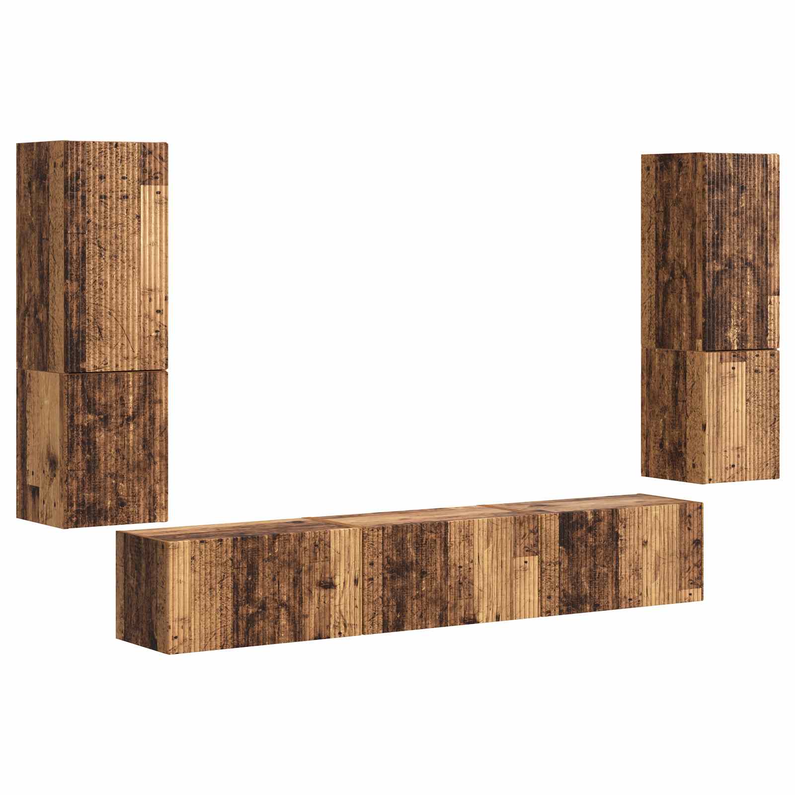 TV Cabinet Set 4 pcs Old Wood Engineered Wood