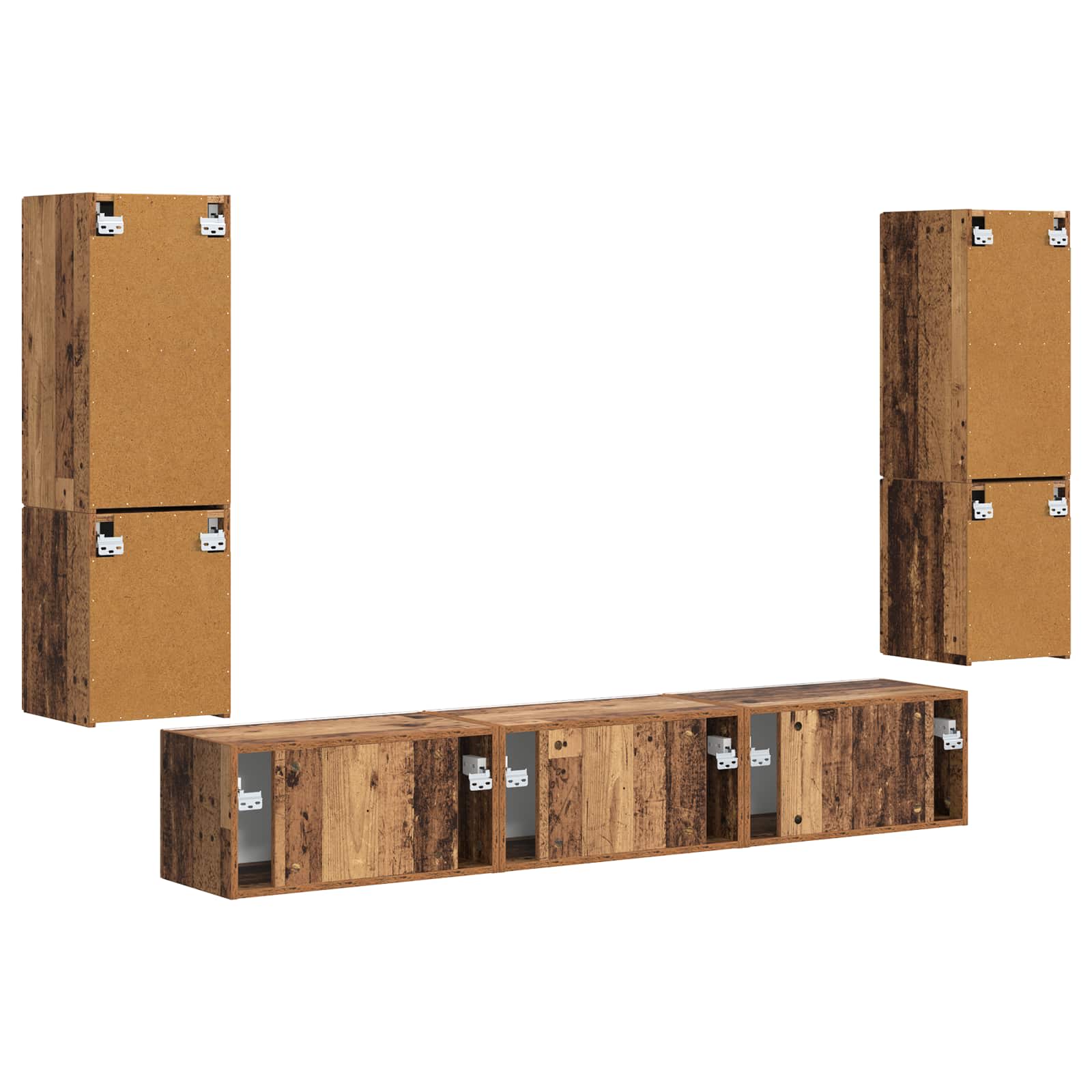 TV Cabinet Set 4 pcs Old Wood Engineered Wood