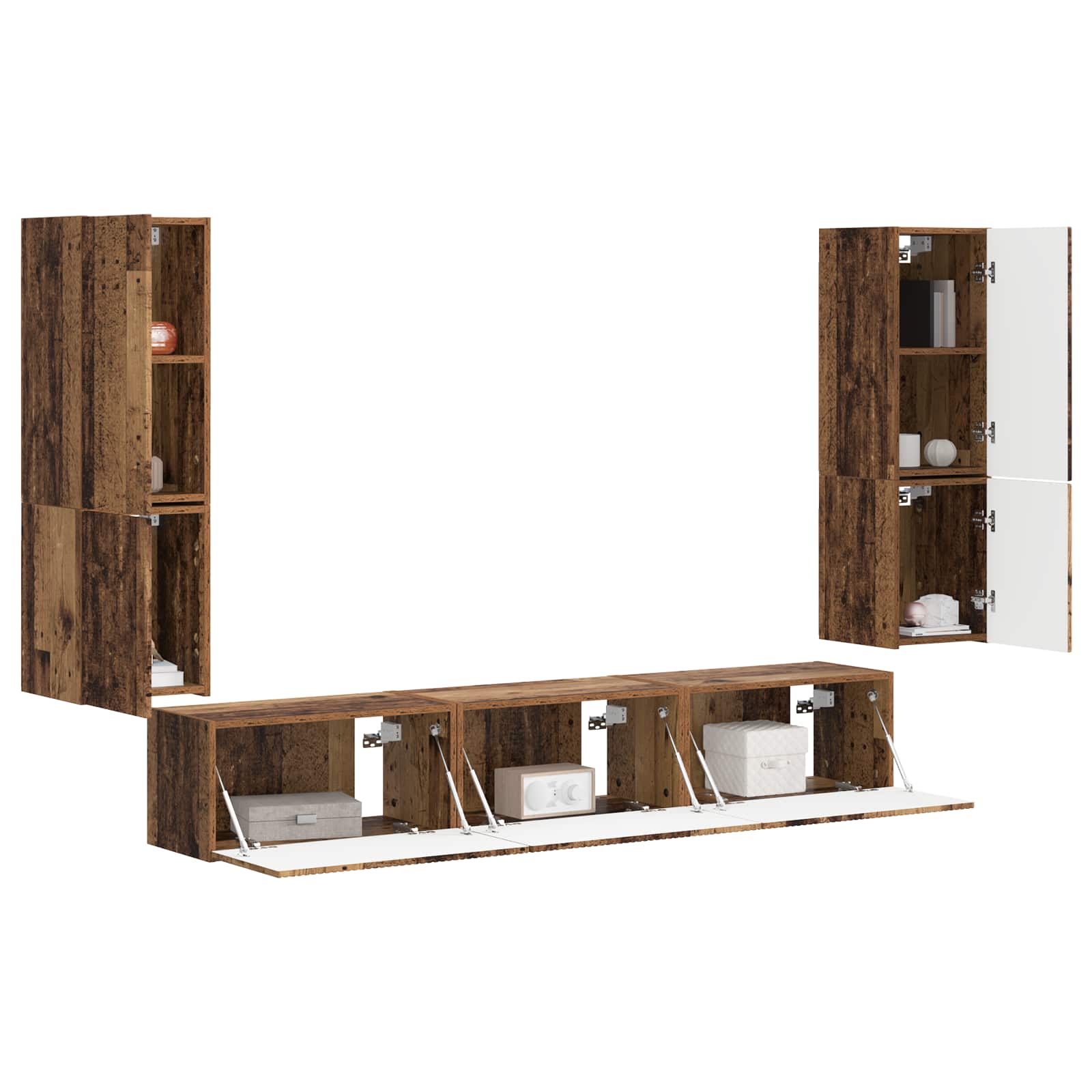 TV Cabinet Set 4 pcs Old Wood Engineered Wood