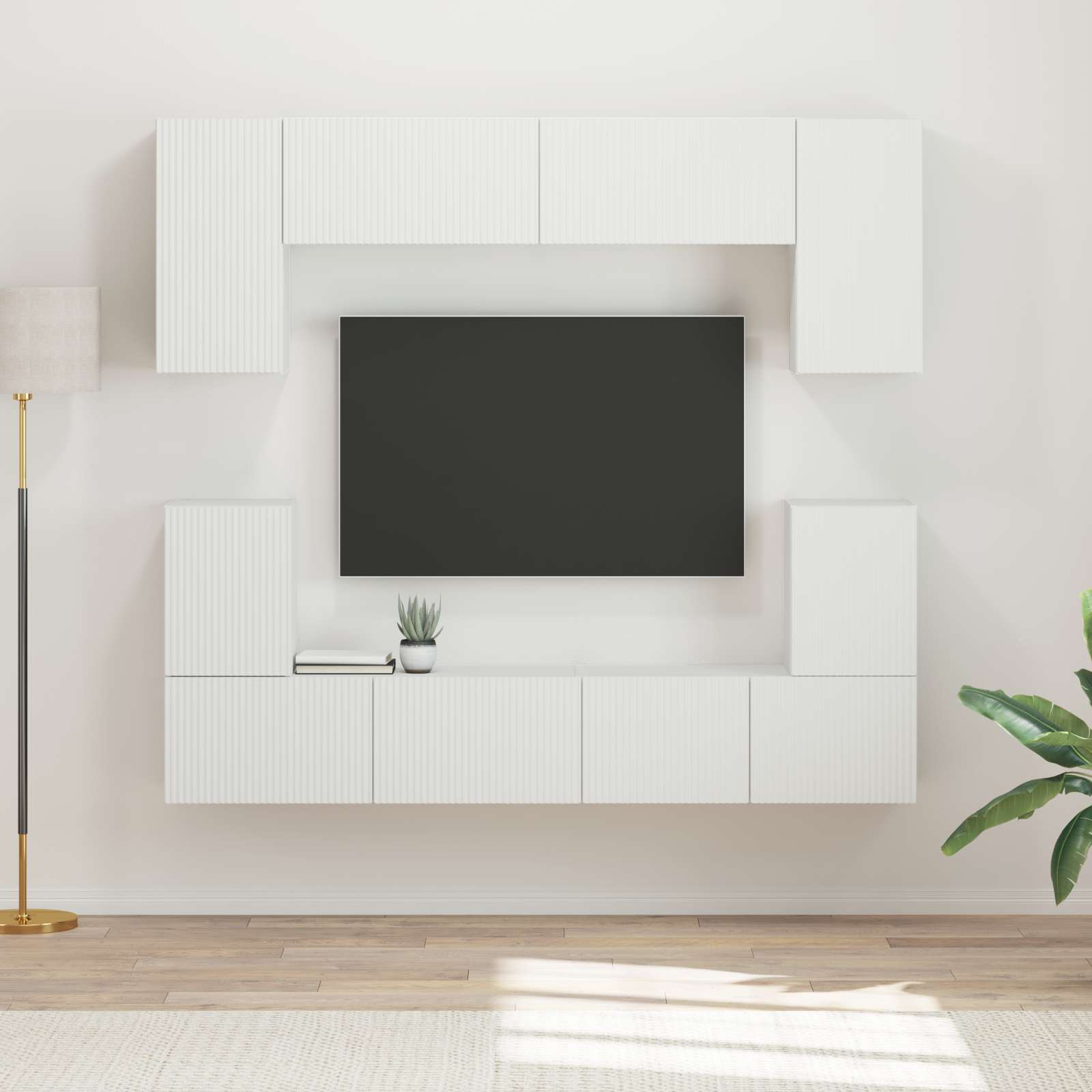 TV spintelių komplektas 5 vnt. Balta Apdirbta mediena