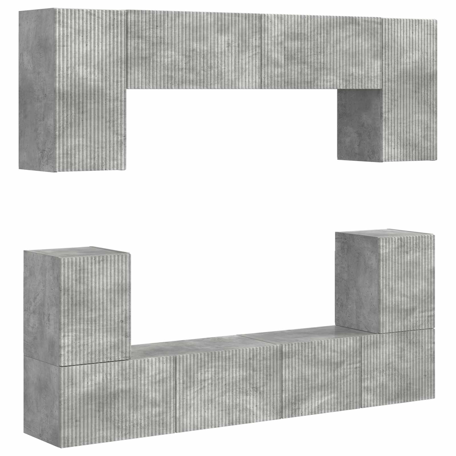 TV spintelių komplektas 5 pcs Betono pilka Apdirbta mediena