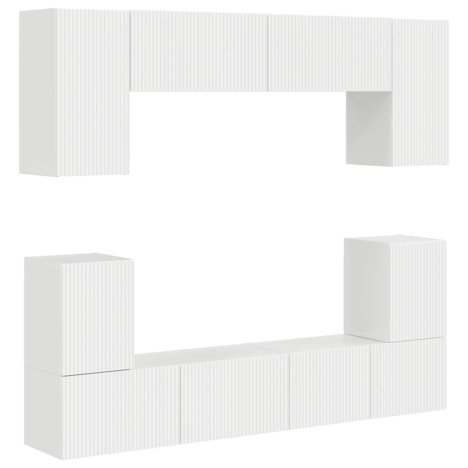 TV spintelių komplektas 5 pcs Aukštai blizganti balta