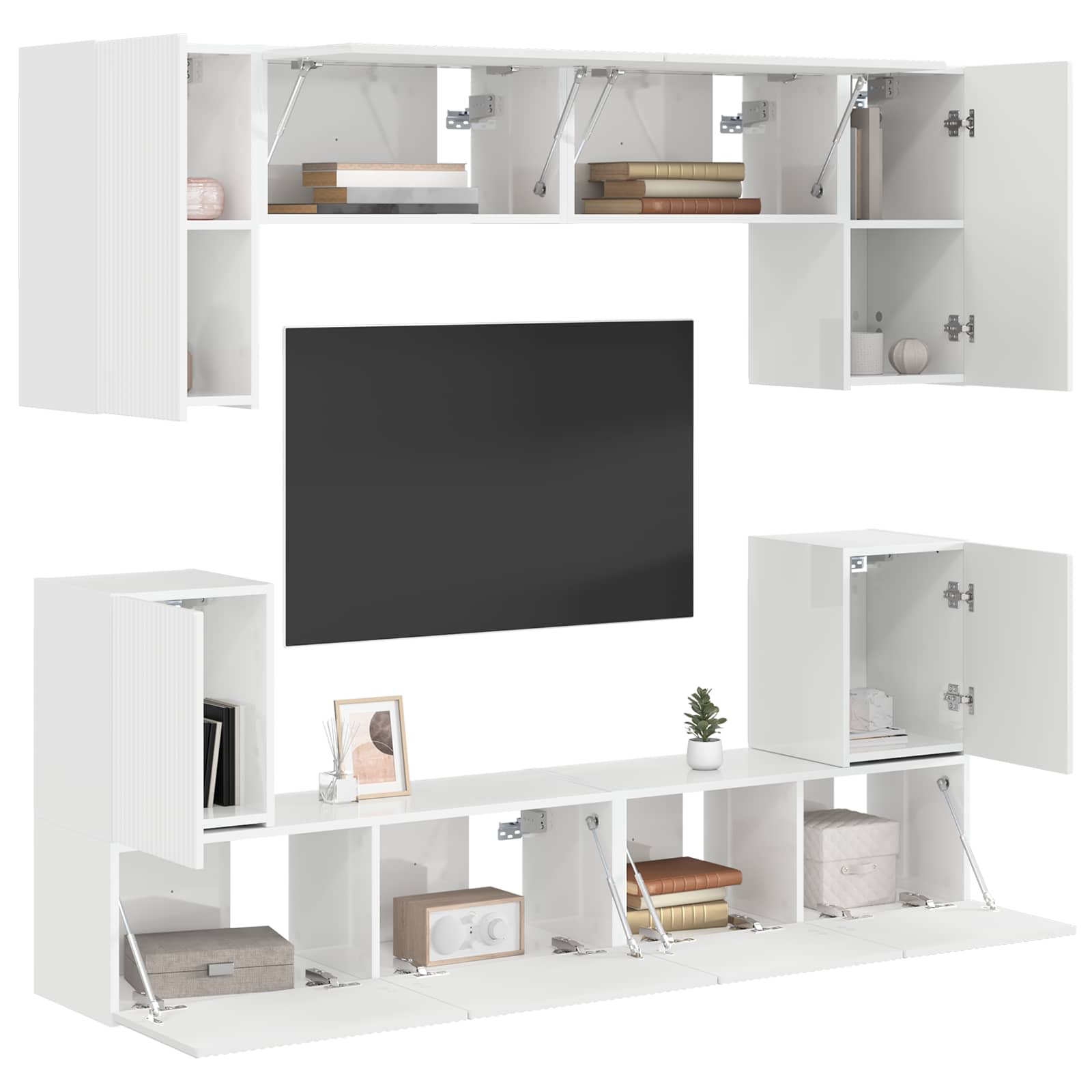 TV spintelių komplektas 5 pcs Aukštai blizganti balta