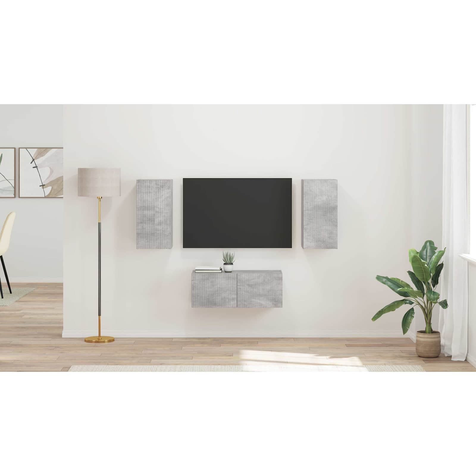TV spintelių komplektas 6 pcs Betono pilka Apdirbta mediena