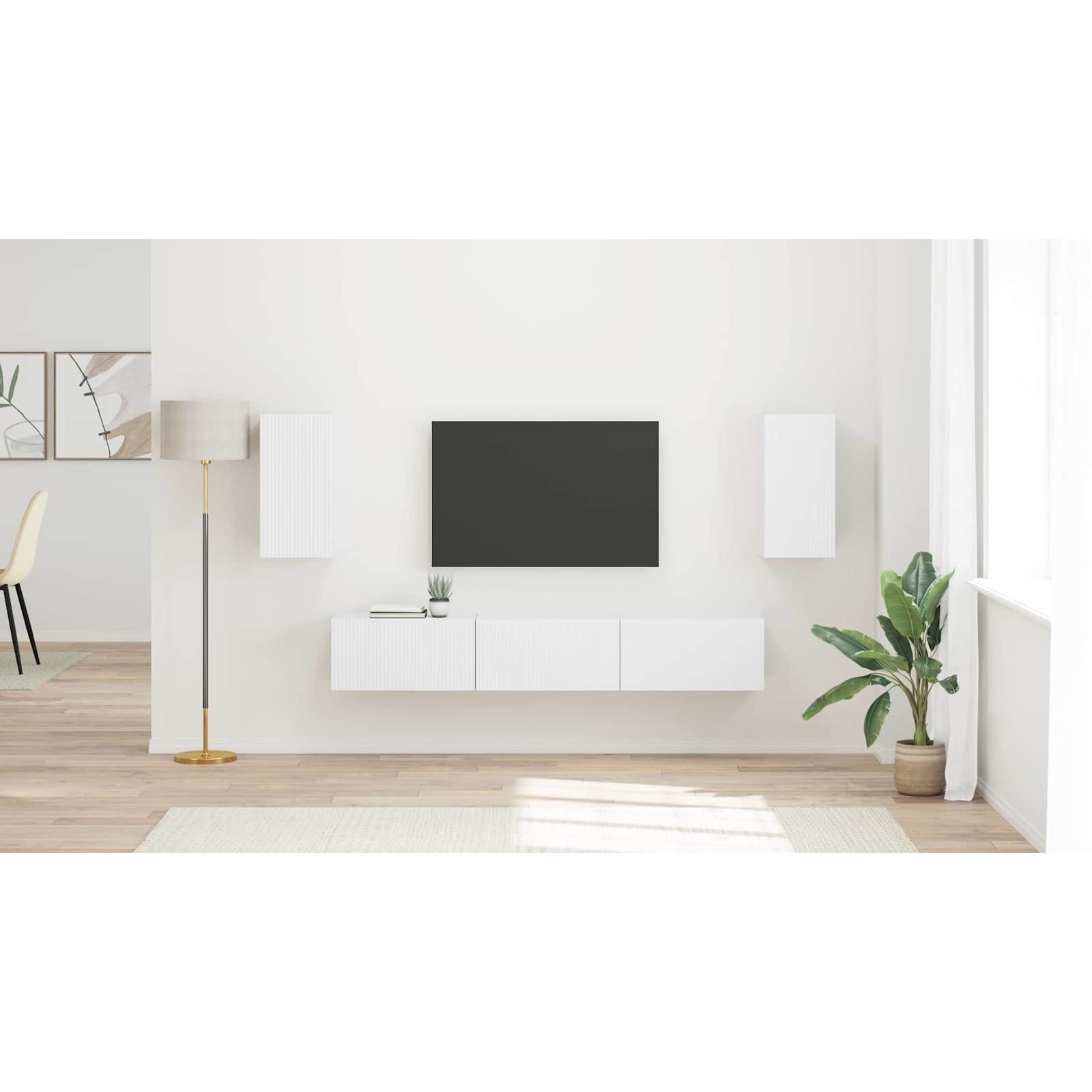 TV spintelių komplektas 3 pcs Balta Apdirbta mediena