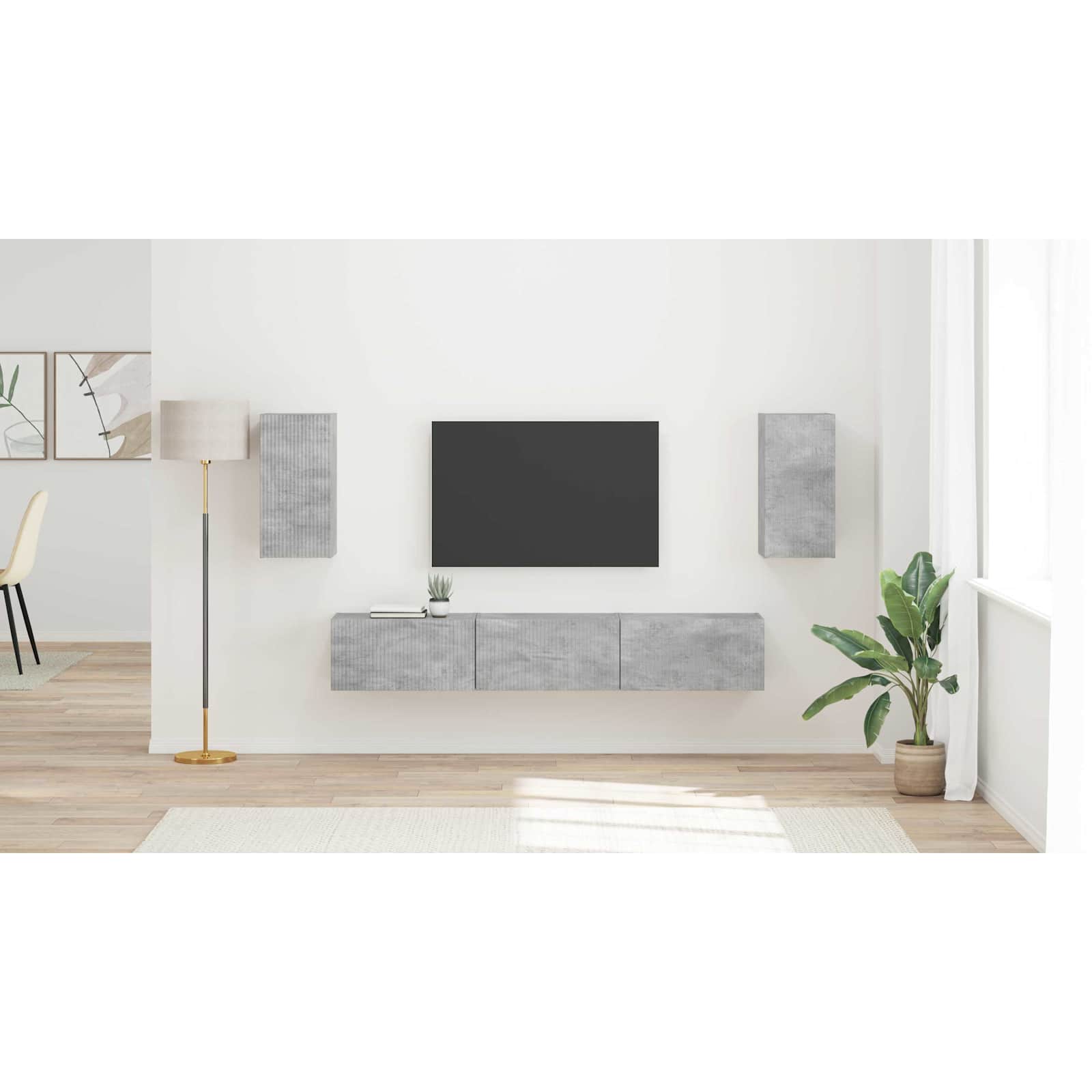TV spintelių komplektas 3 pcs Betono pilka Apdirbta mediena