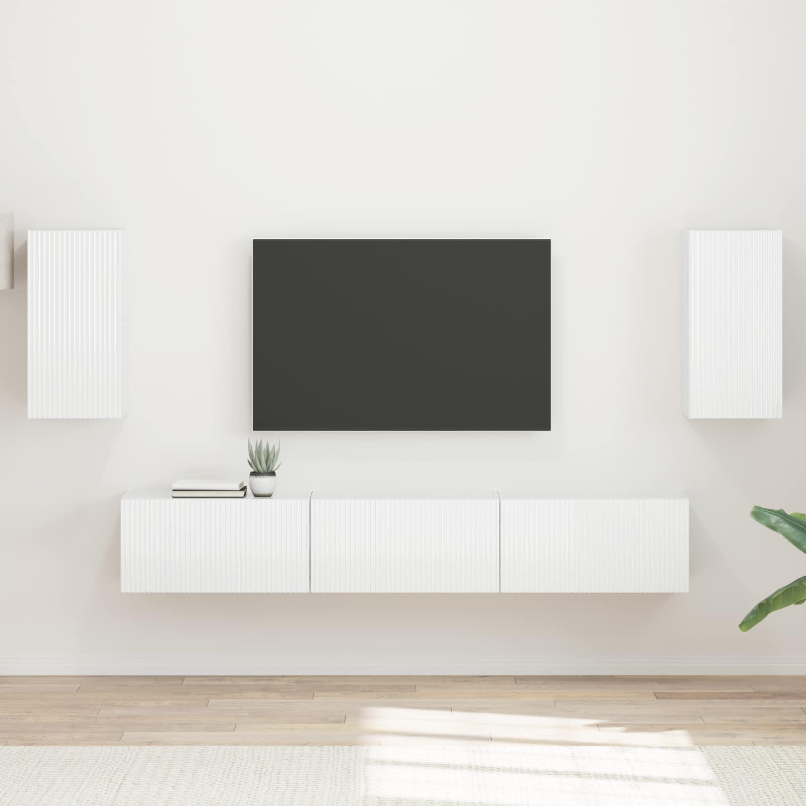 TV spintelių komplektas 3 pcs Aukštai blizganti balta