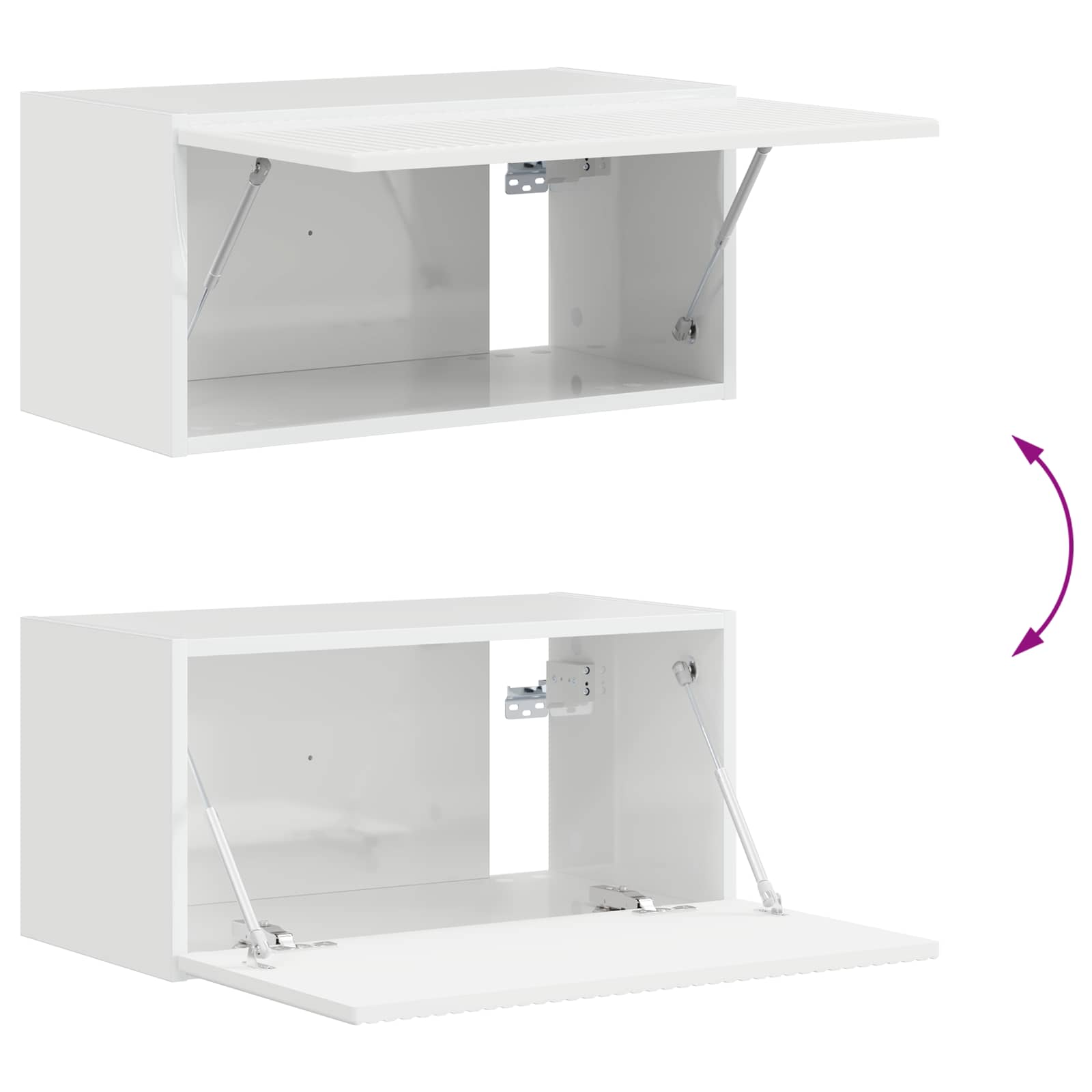 TV spintelių komplektas 3 pcs Aukštai blizganti balta