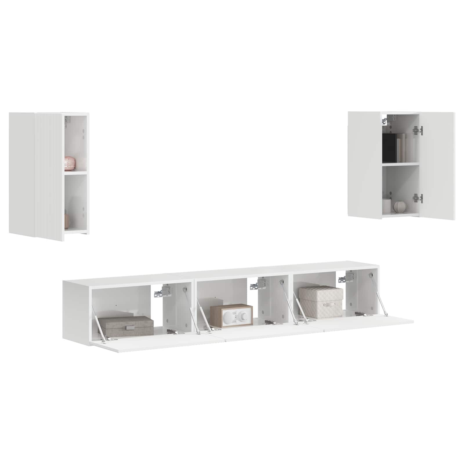 TV spintelių komplektas 3 pcs Aukštai blizganti balta
