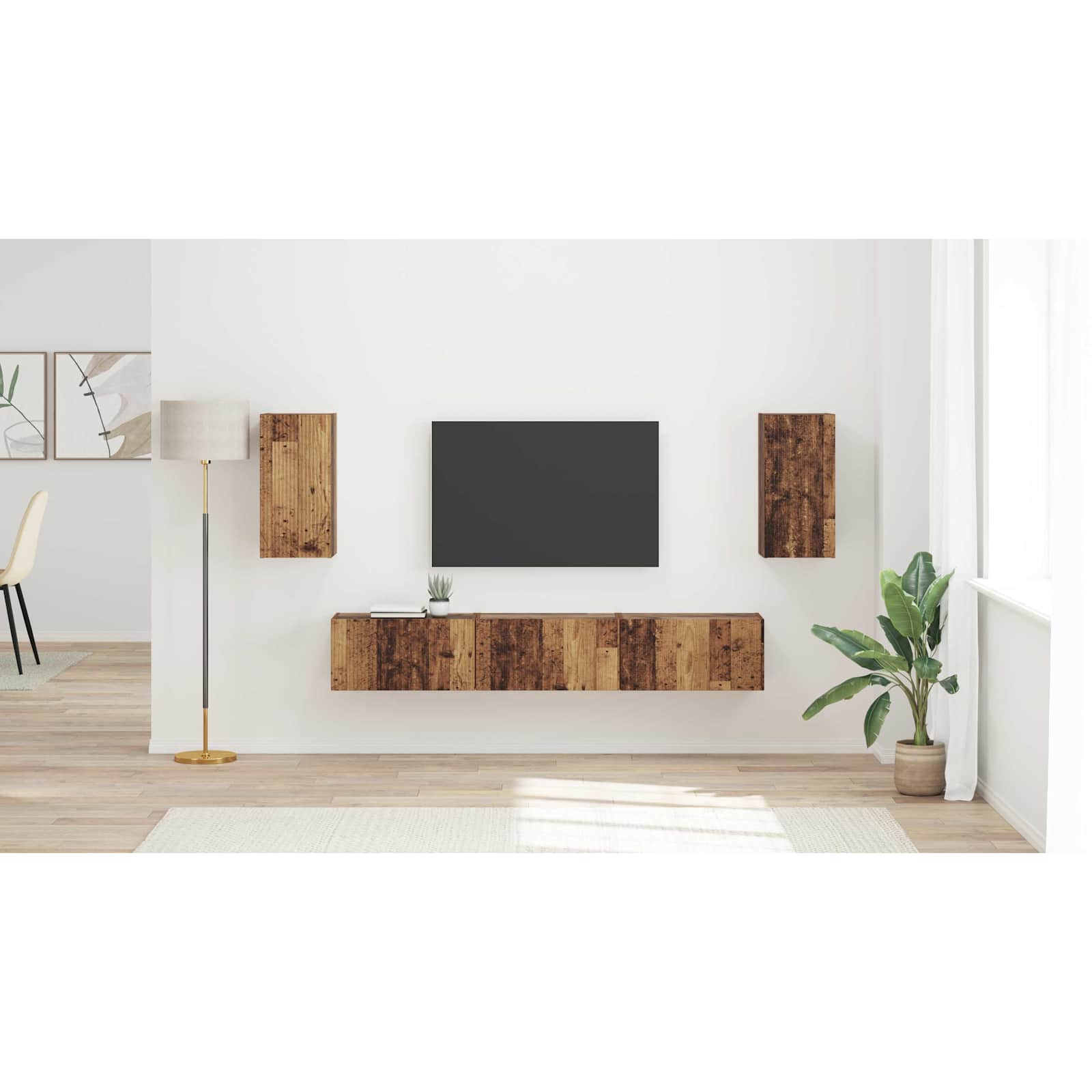 TV skapju komplekts 3 gab. Vecs koks Apstrādāta koksne