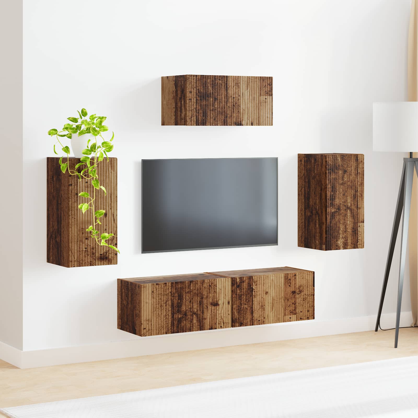 TV spintelių komplektas 3 pcs Senas medis Apdirbta mediena
