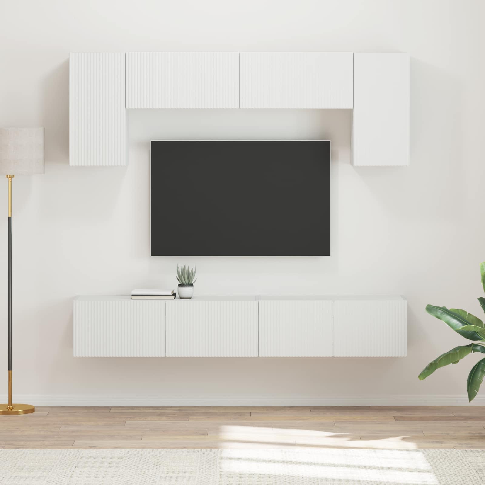 TV spintelių komplektas 4 vnt. Balta Apdirbta mediena