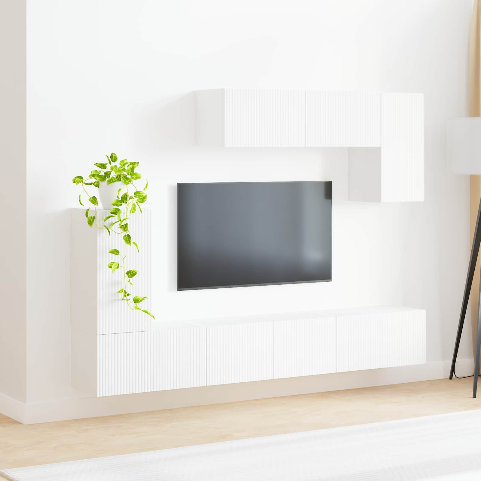 TV spintelių komplektas 4 vnt. Balta Apdirbta mediena