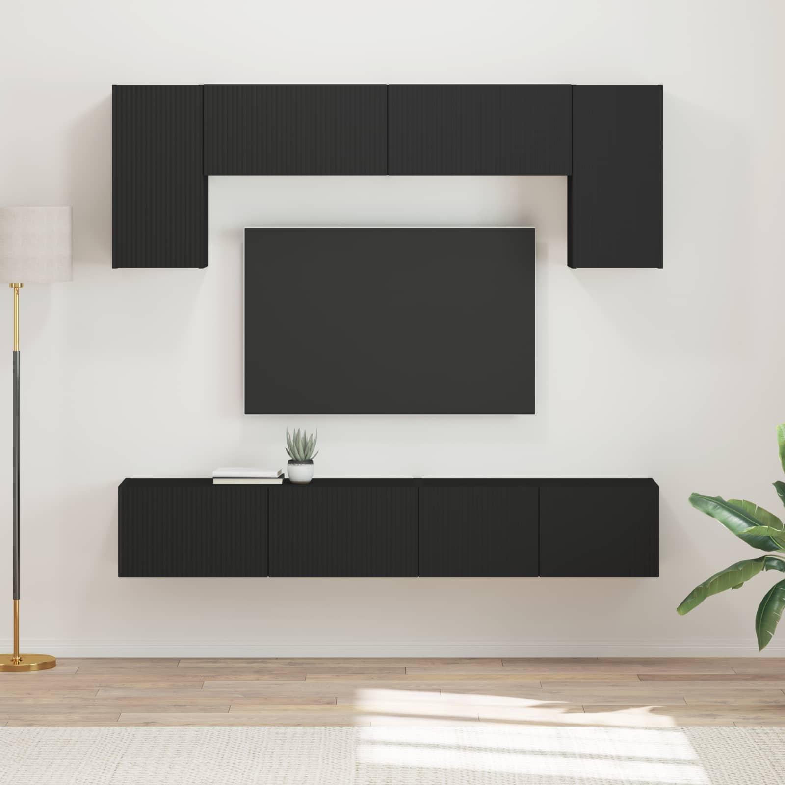 TV spintelių komplektas 4 vnt. Juoda Apdirbta mediena