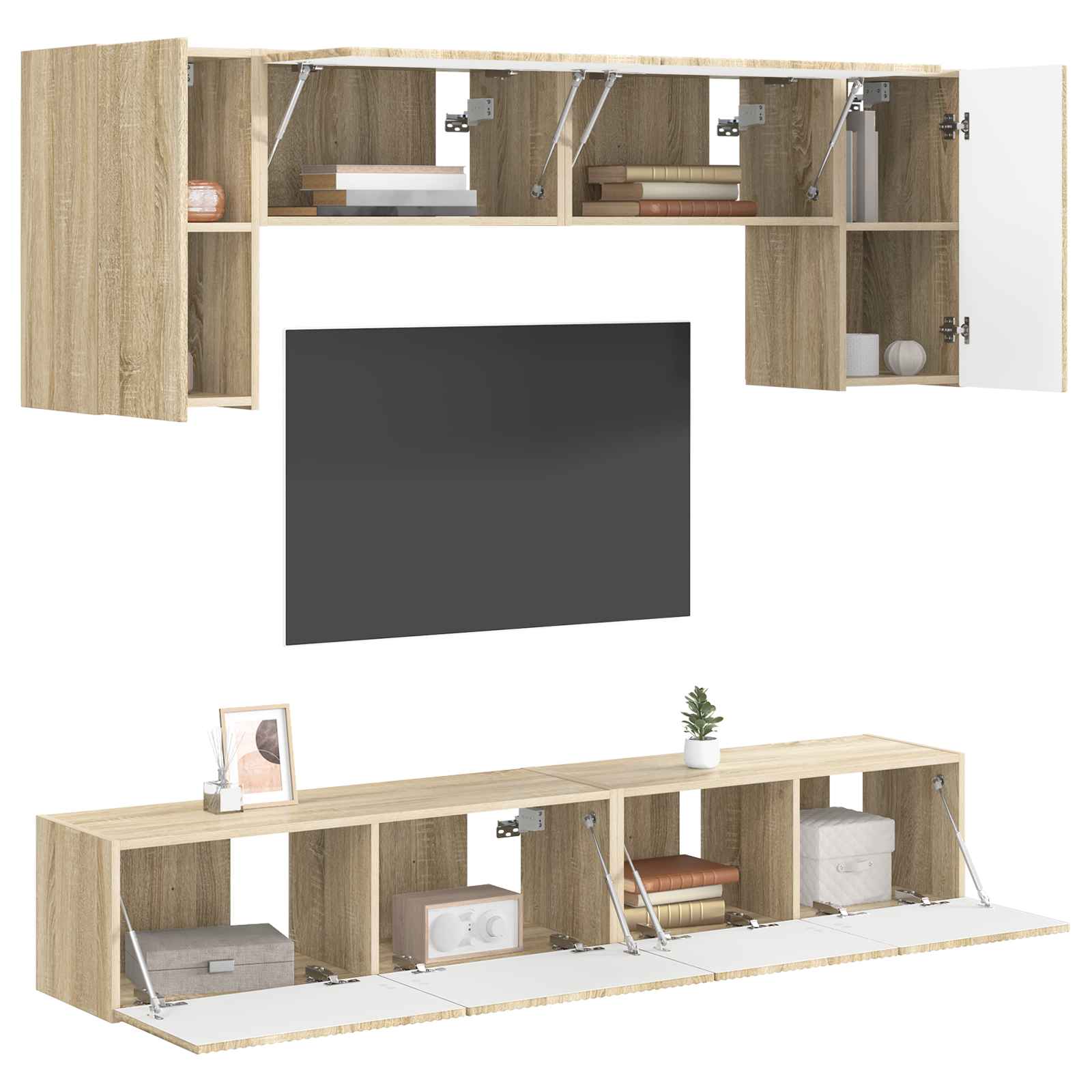 TV spintelių komplektas 4 pcs Sonoma ąžuolas Apdirbta mediena