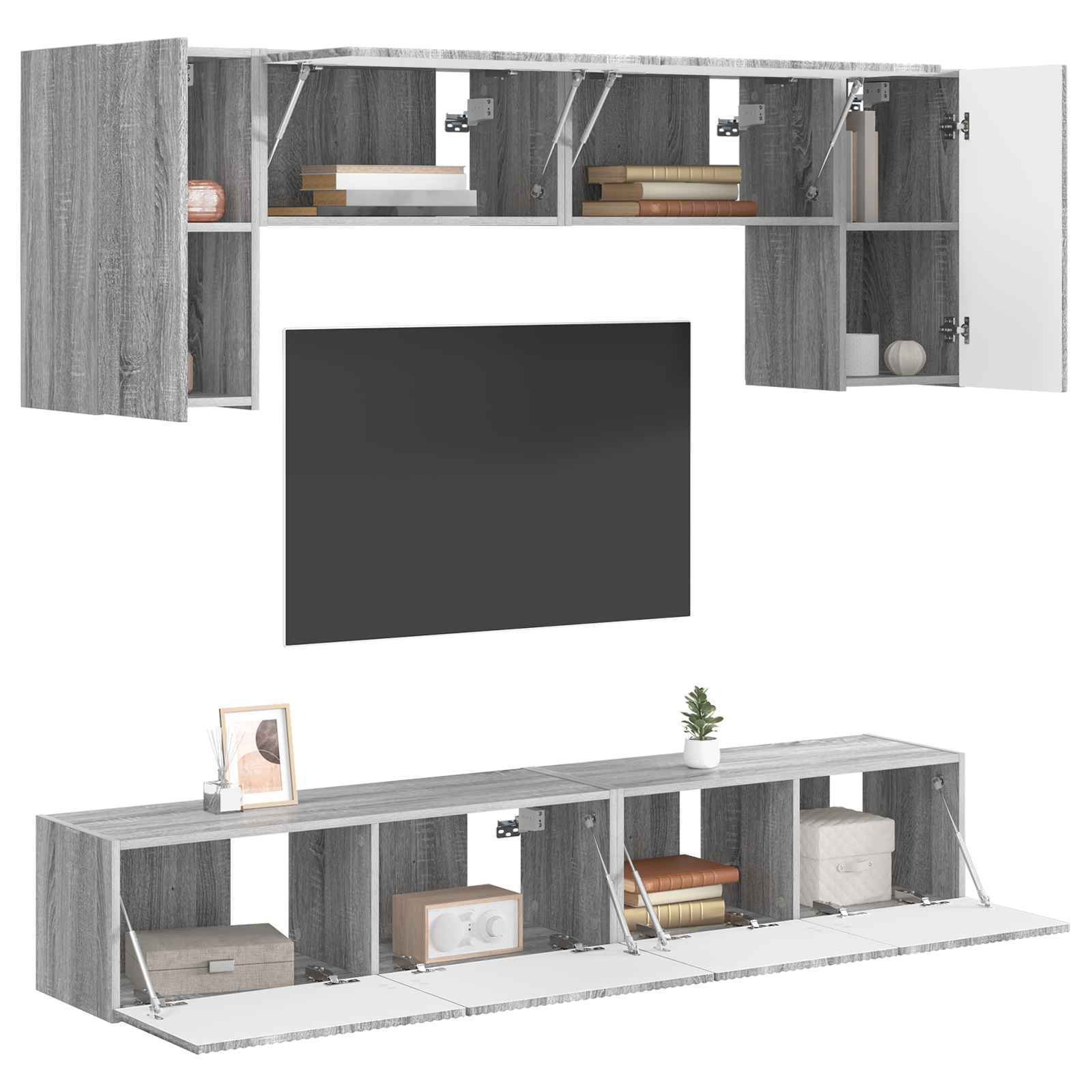 TV spintelių komplektas 4 pcs Pilkas Sonoma Apdirbta mediena