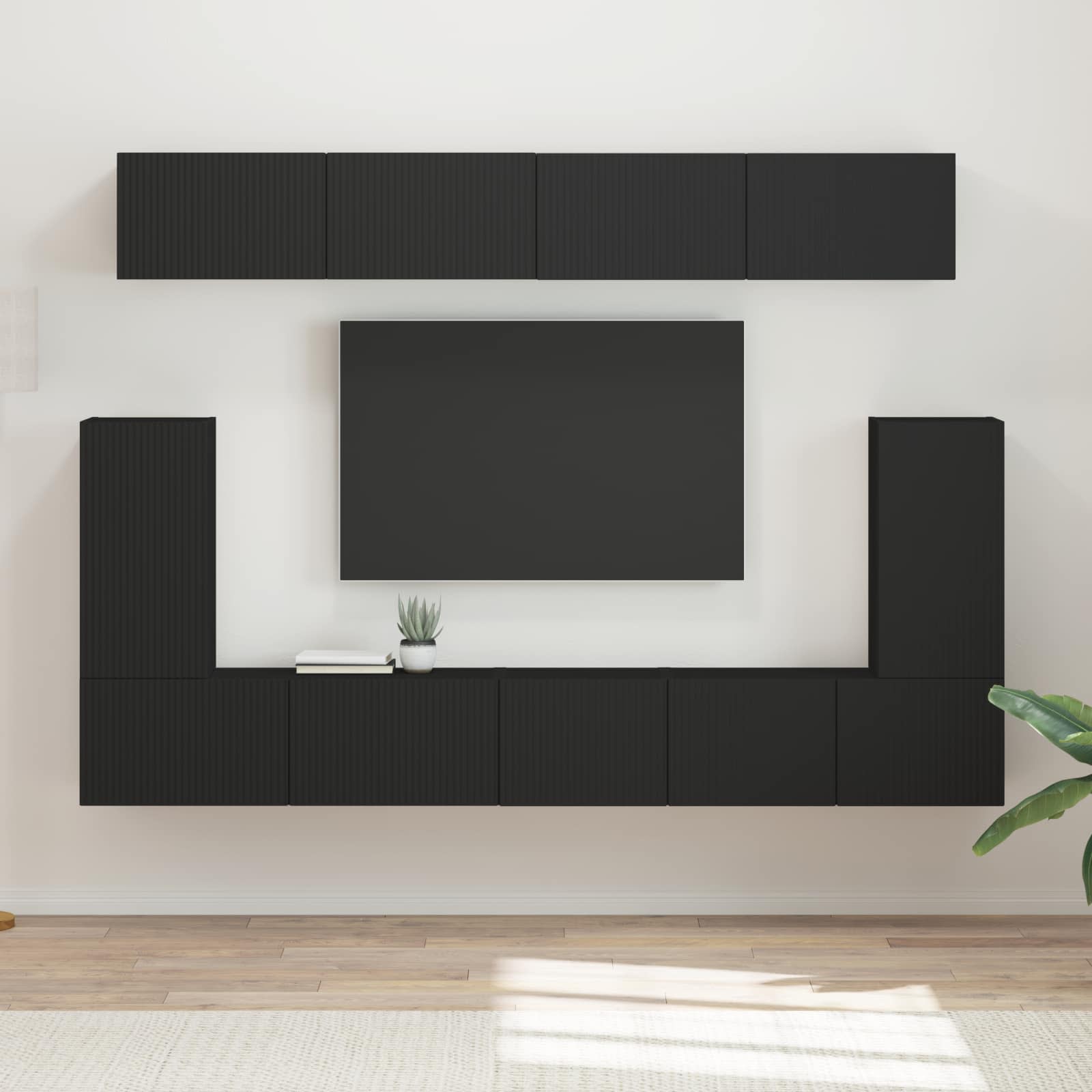 TV spintelių komplektas 5 vnt. Juoda Apdirbta mediena