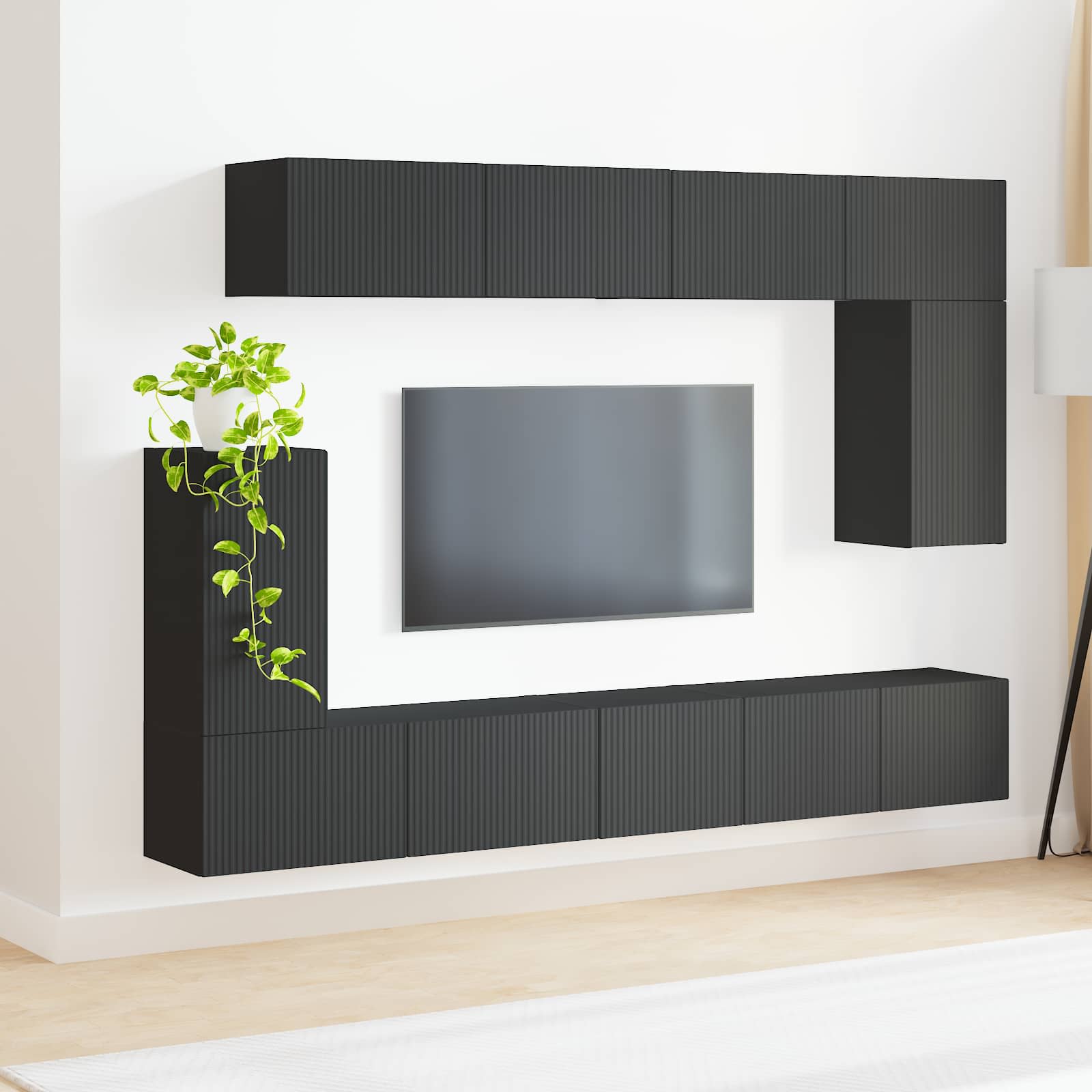 TV spintelių komplektas 5 vnt. Juoda Apdirbta mediena
