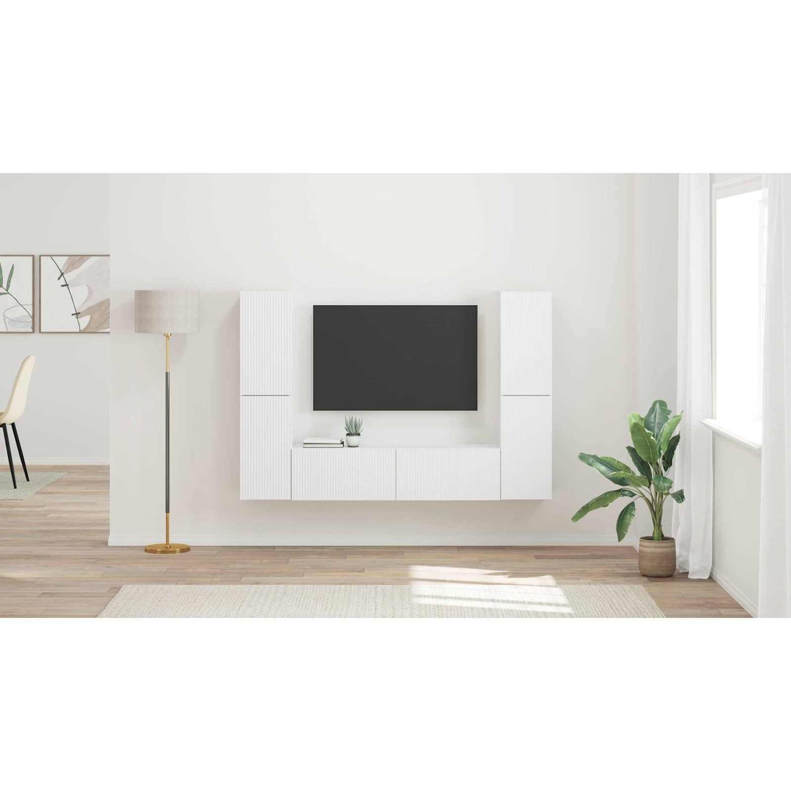 TV spintelių komplektas 6 pcs Balta Apdirbta mediena