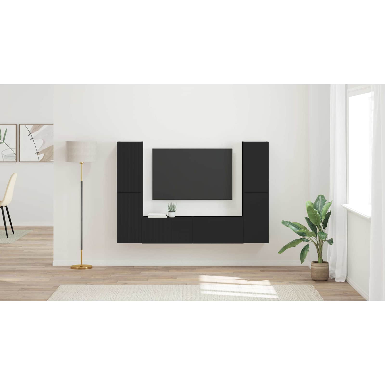 TV spintelių komplektas 6 pcs Juoda Apdirbta mediena