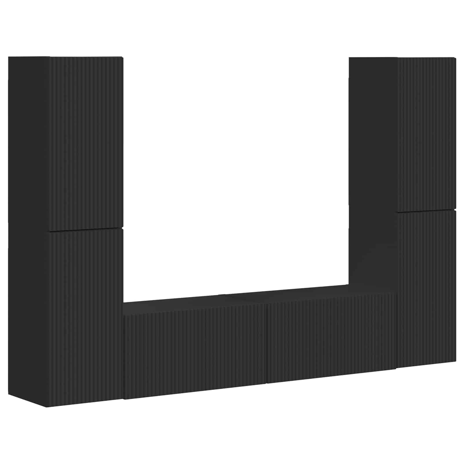 TV spintelių komplektas 6 pcs Juoda Apdirbta mediena