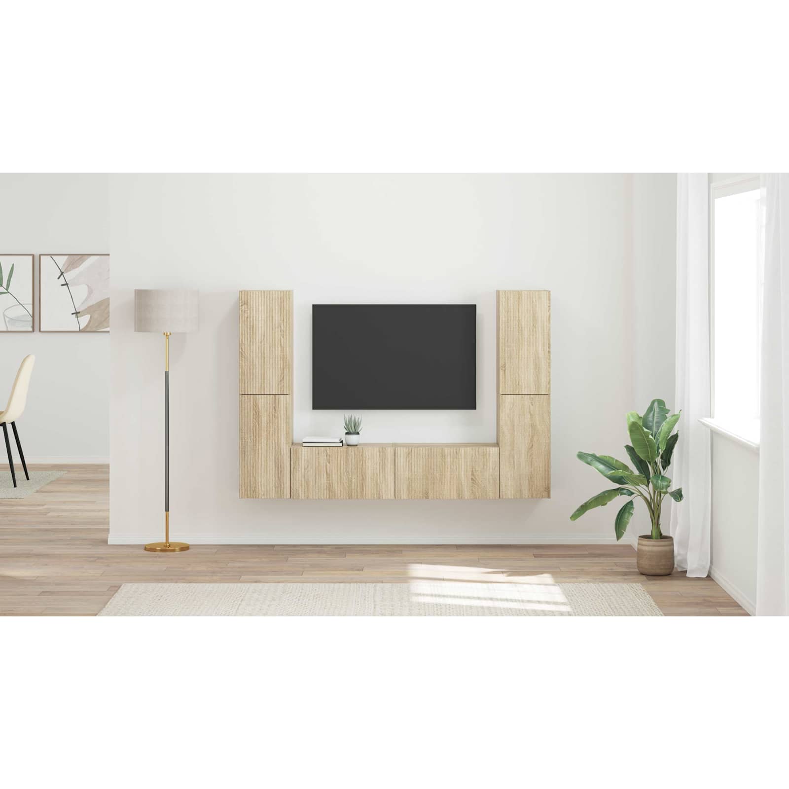 TV spintelių komplektas 6 pcs Sonoma ąžuolas Apdirbta mediena