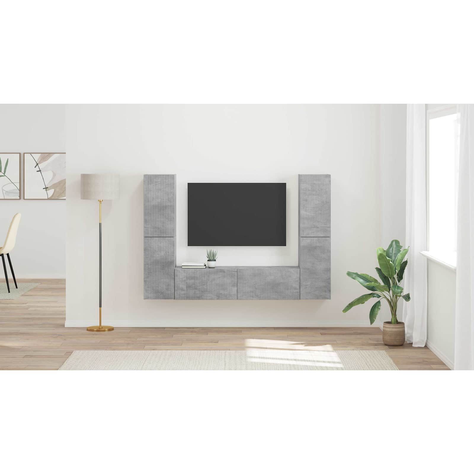 TV spintelių komplektas 6 pcs Betono pilka Apdirbta mediena