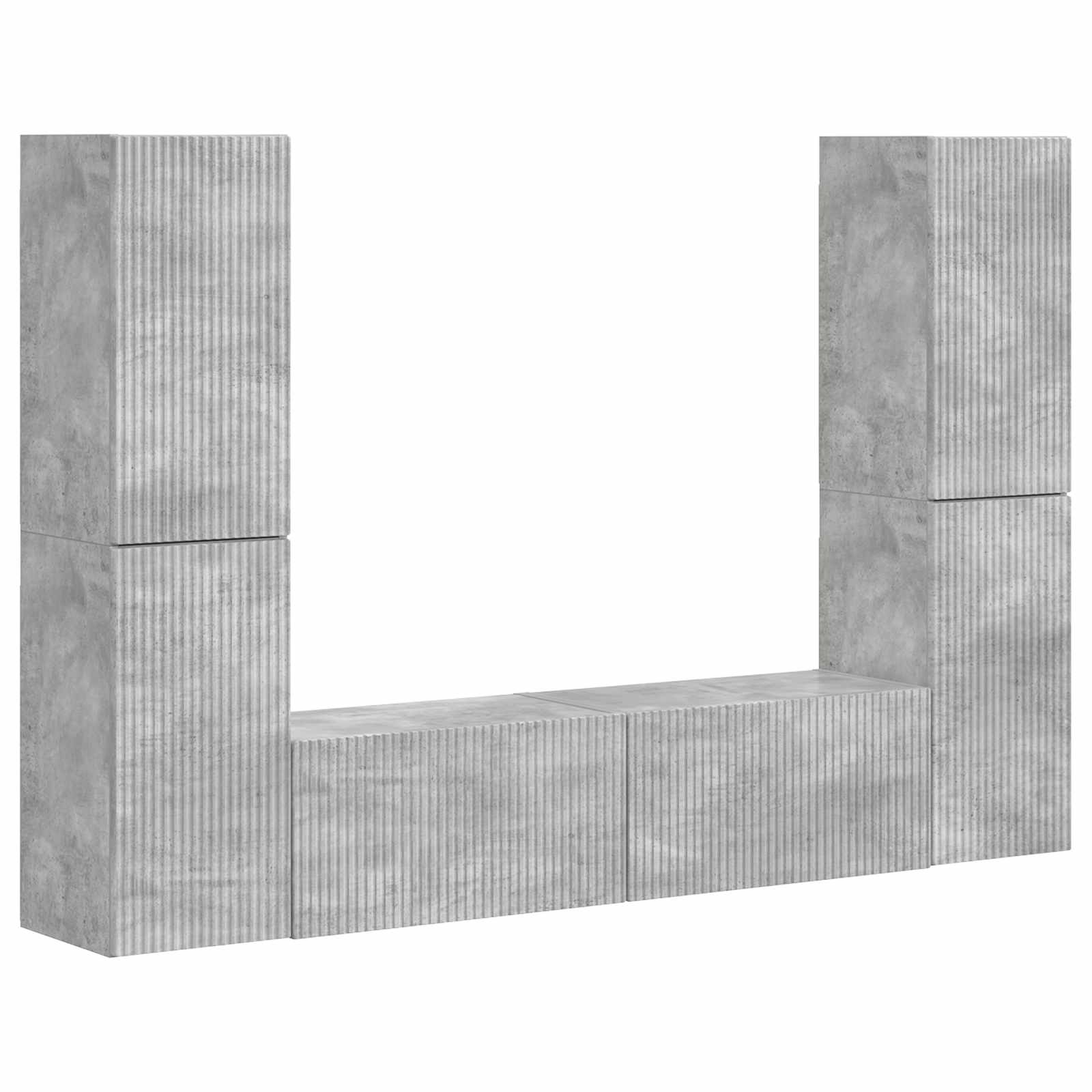 TV spintelių komplektas 6 pcs Betono pilka Apdirbta mediena