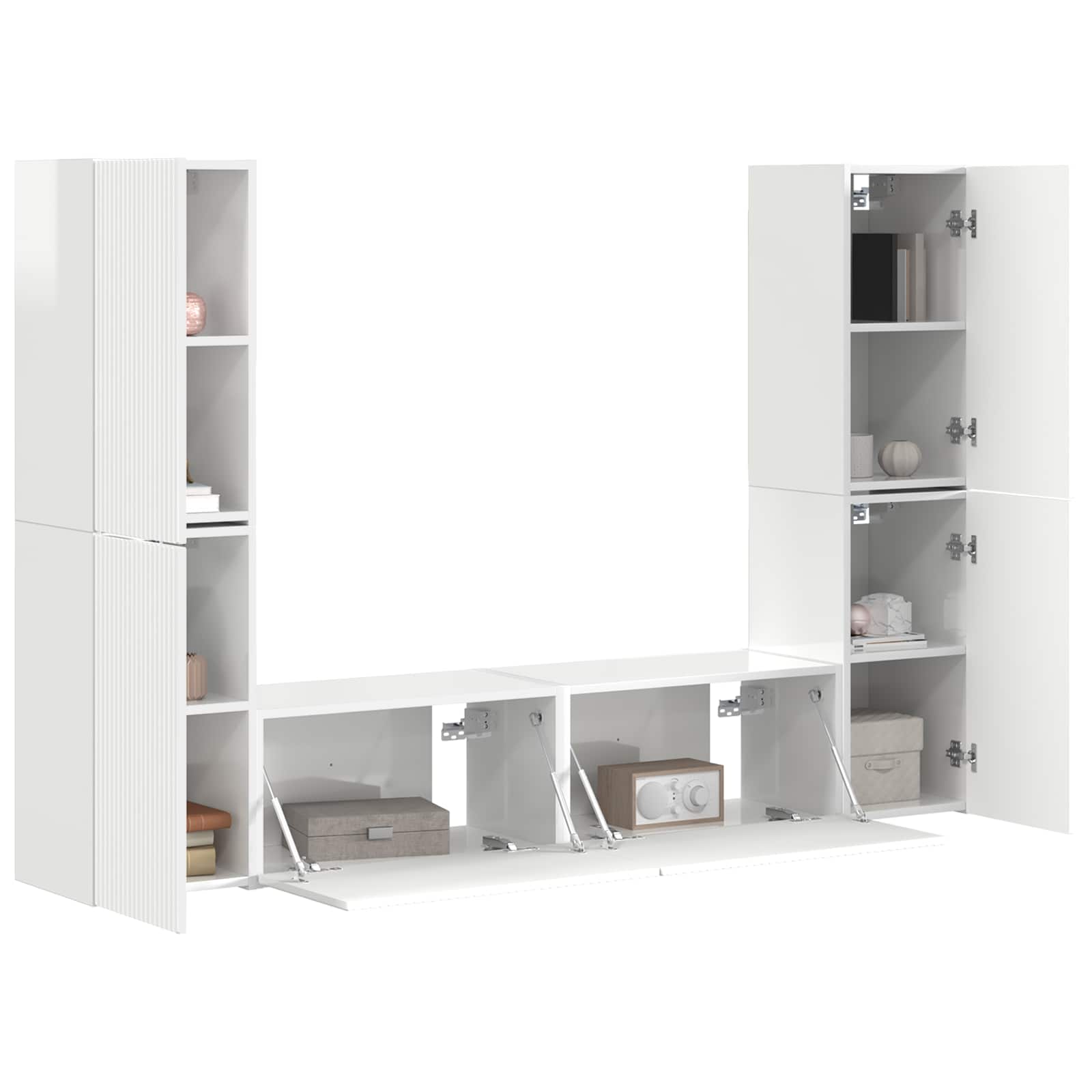 TV spintelių komplektas 6 pcs Aukštai blizganti balta