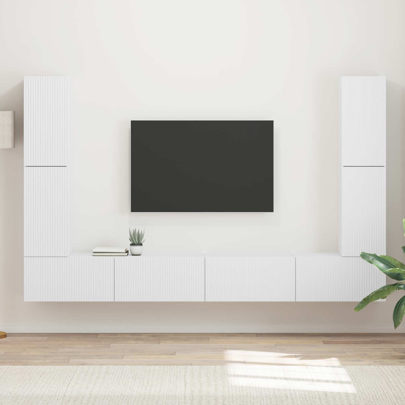 TV skapīšu komplekts 8 gab. Balts Inženierijas koks