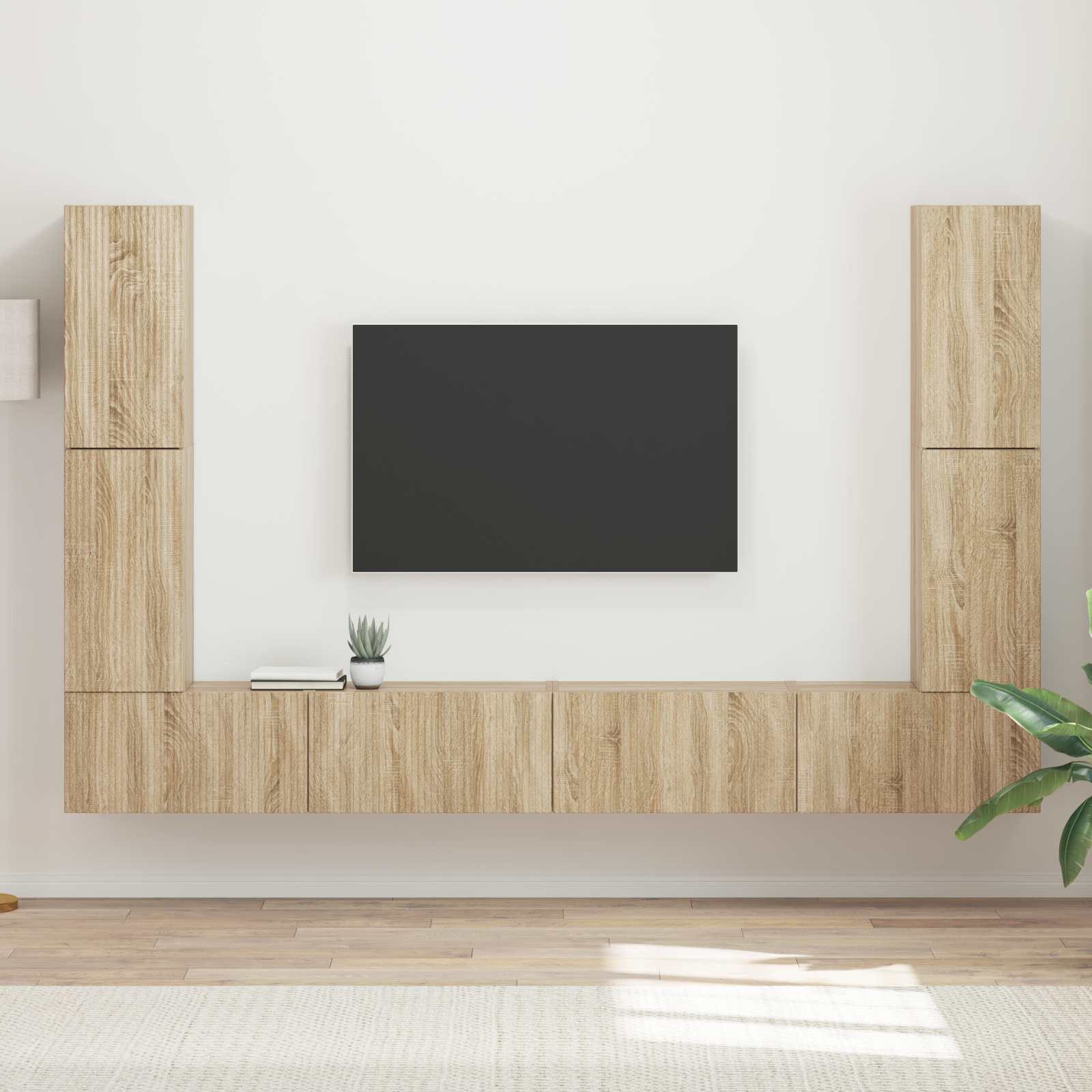 TV spintelių komplektas 8 pcs Sonoma ąžuolas Apdirbta mediena