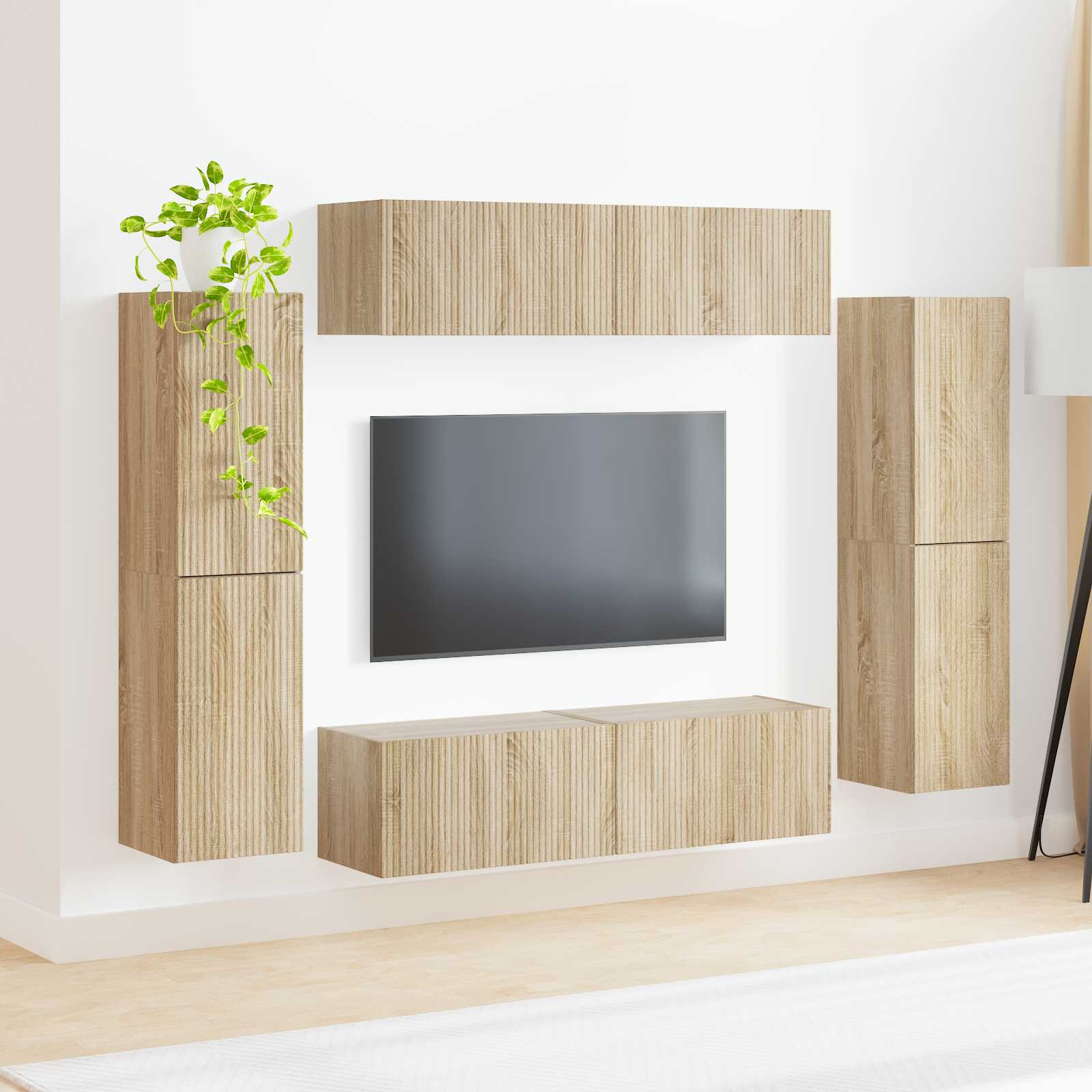 TV spintelių komplektas 8 pcs Sonoma ąžuolas Apdirbta mediena