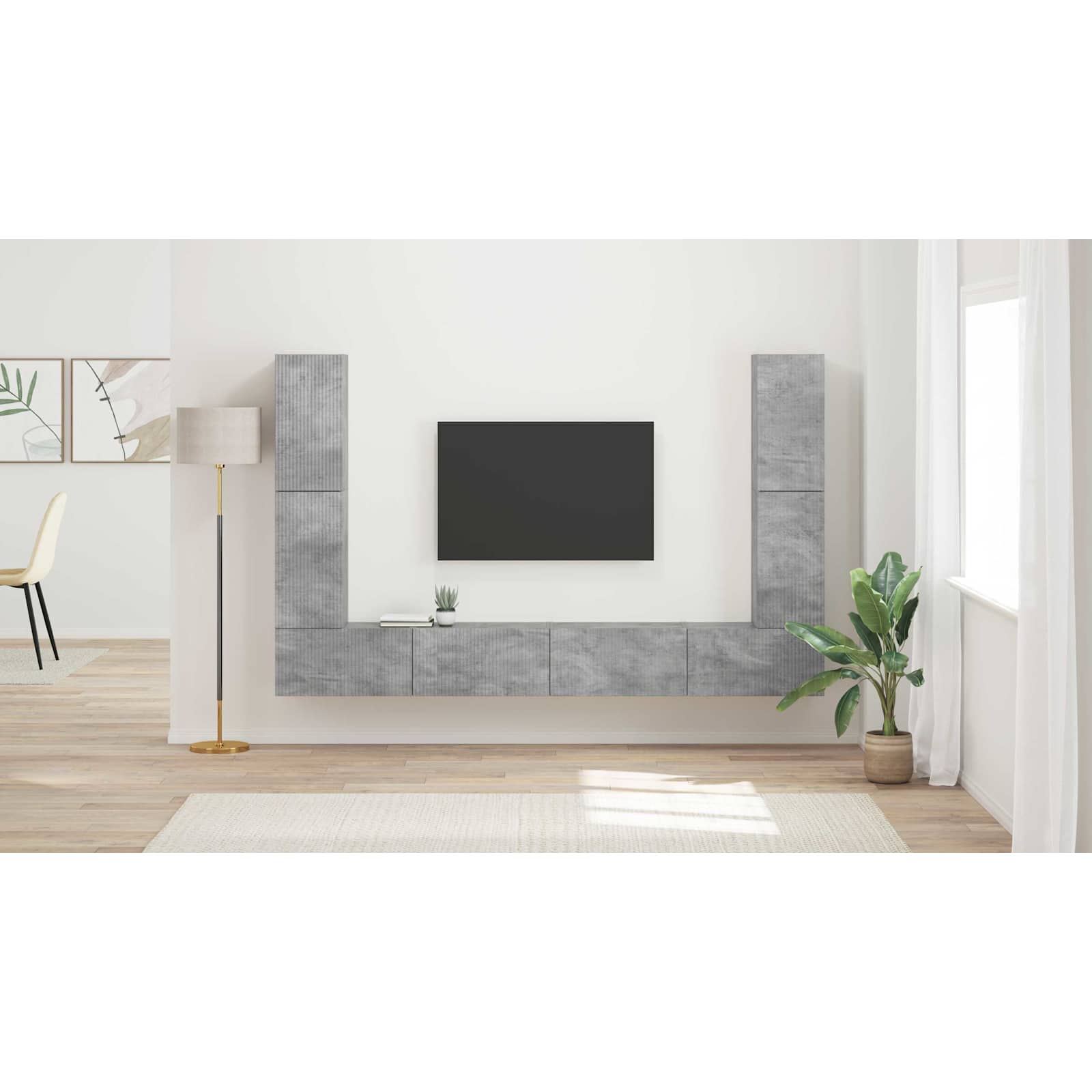 TV spintelių komplektas 8 pcs Betono pilka Apdirbta mediena