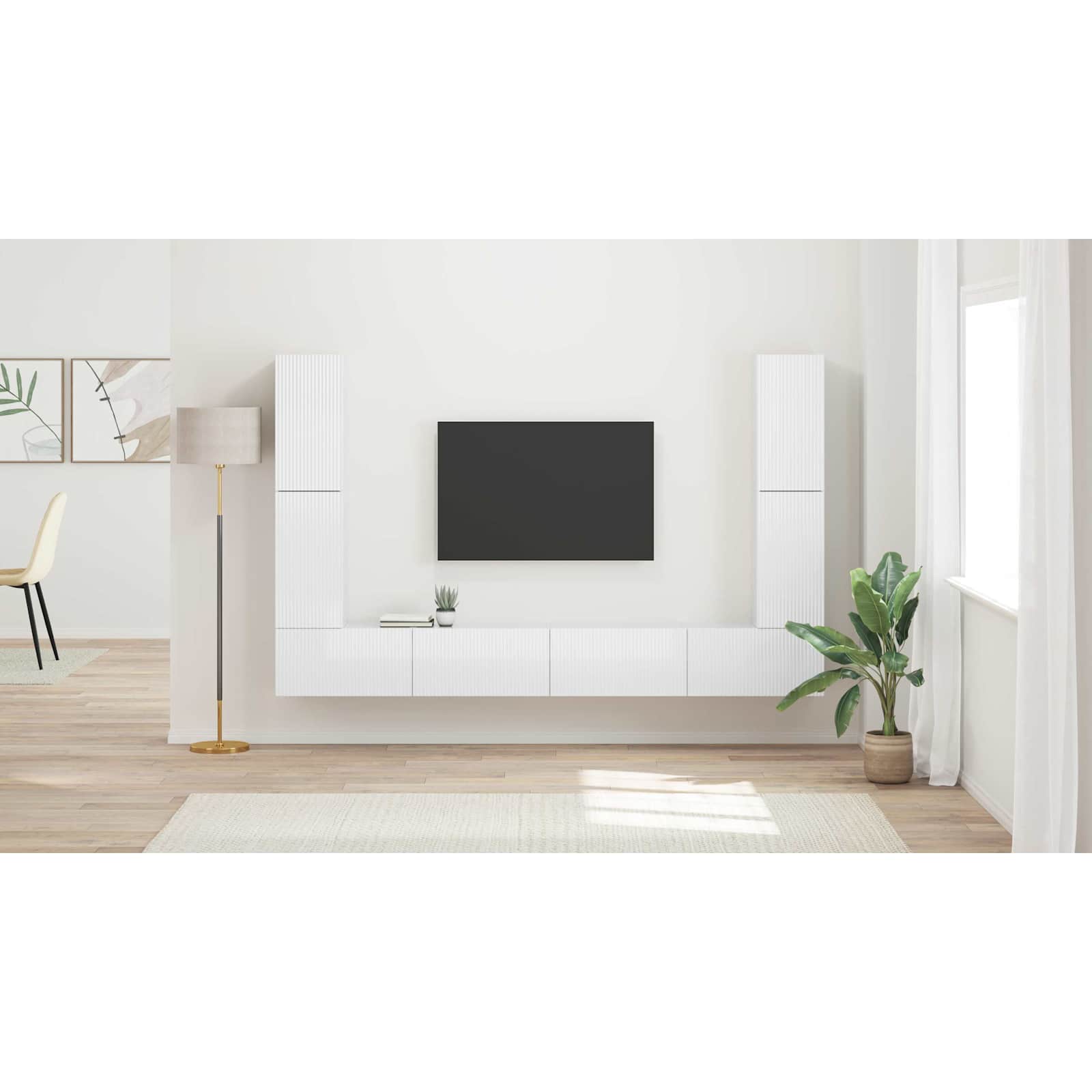 TV spintelių komplektas 8 pcs Aukštai blizganti balta