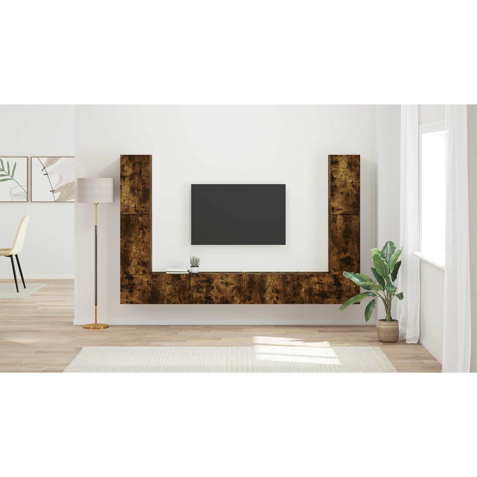 TV spintelių komplektas 8 pcs Rūkyta ąžuolas Apdirbta mediena