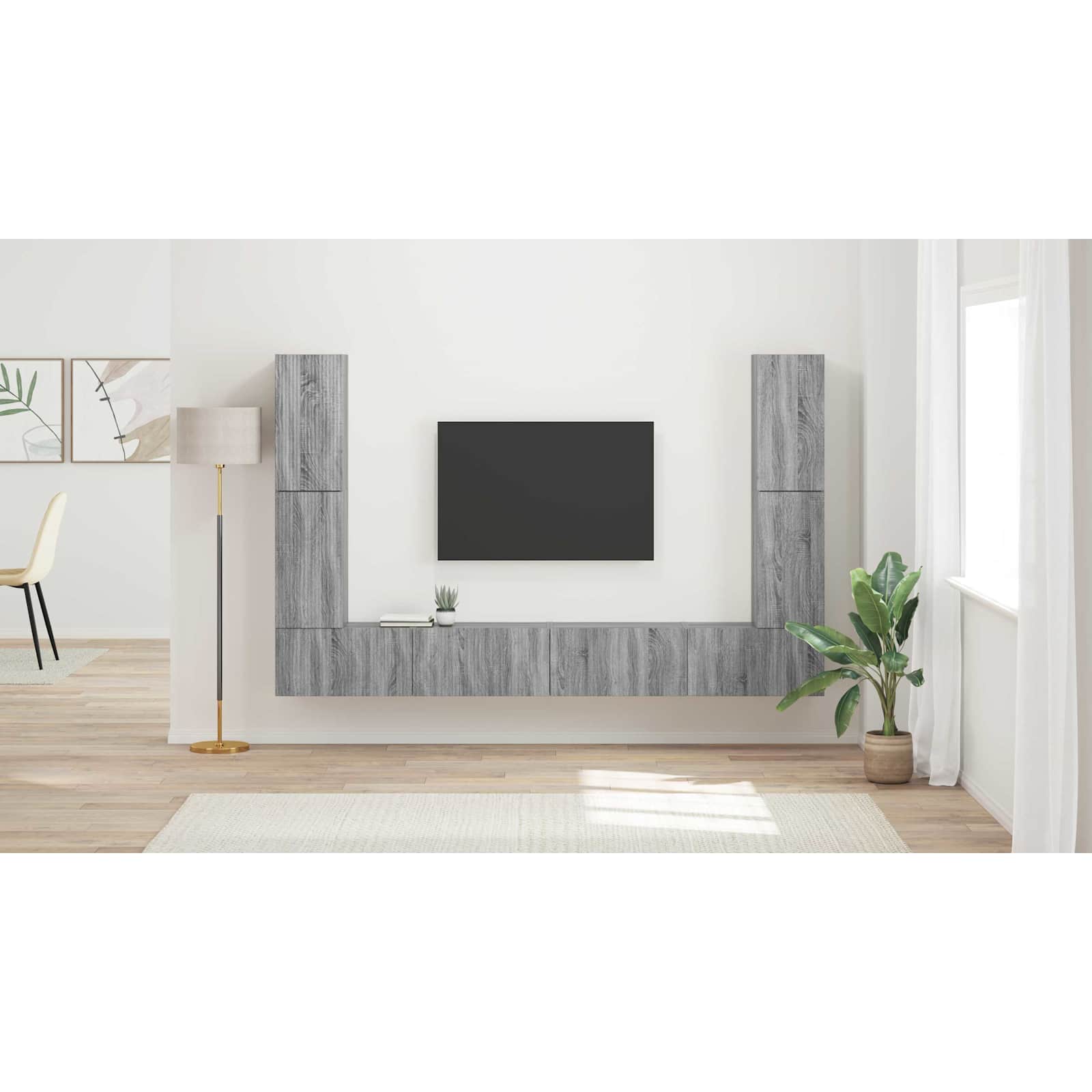 TV spintelių komplektas 8 pcs Pilkas Sonoma Apdirbta mediena