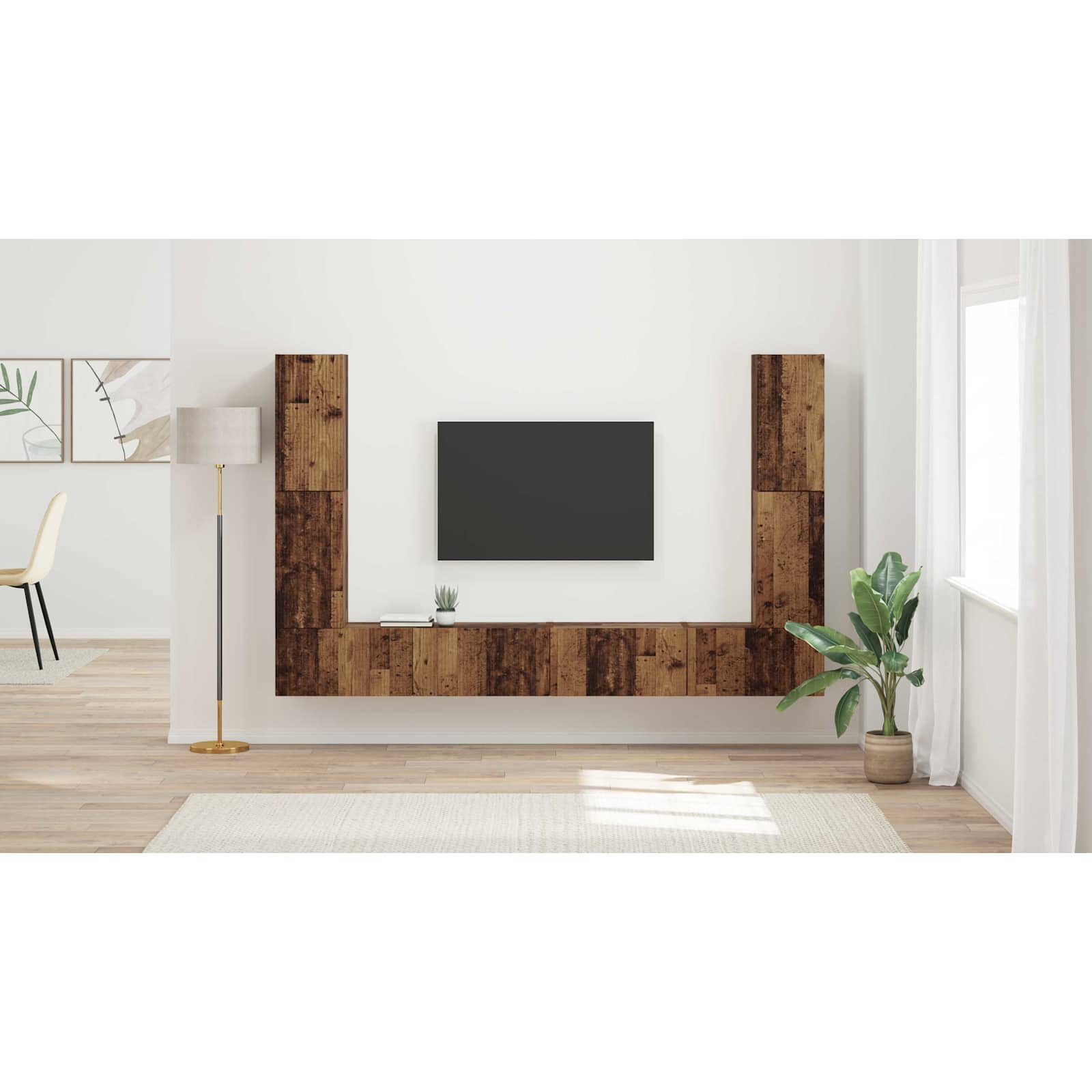 TV spintelių komplektas 8 pcs Senovinis medis Apdirbta mediena