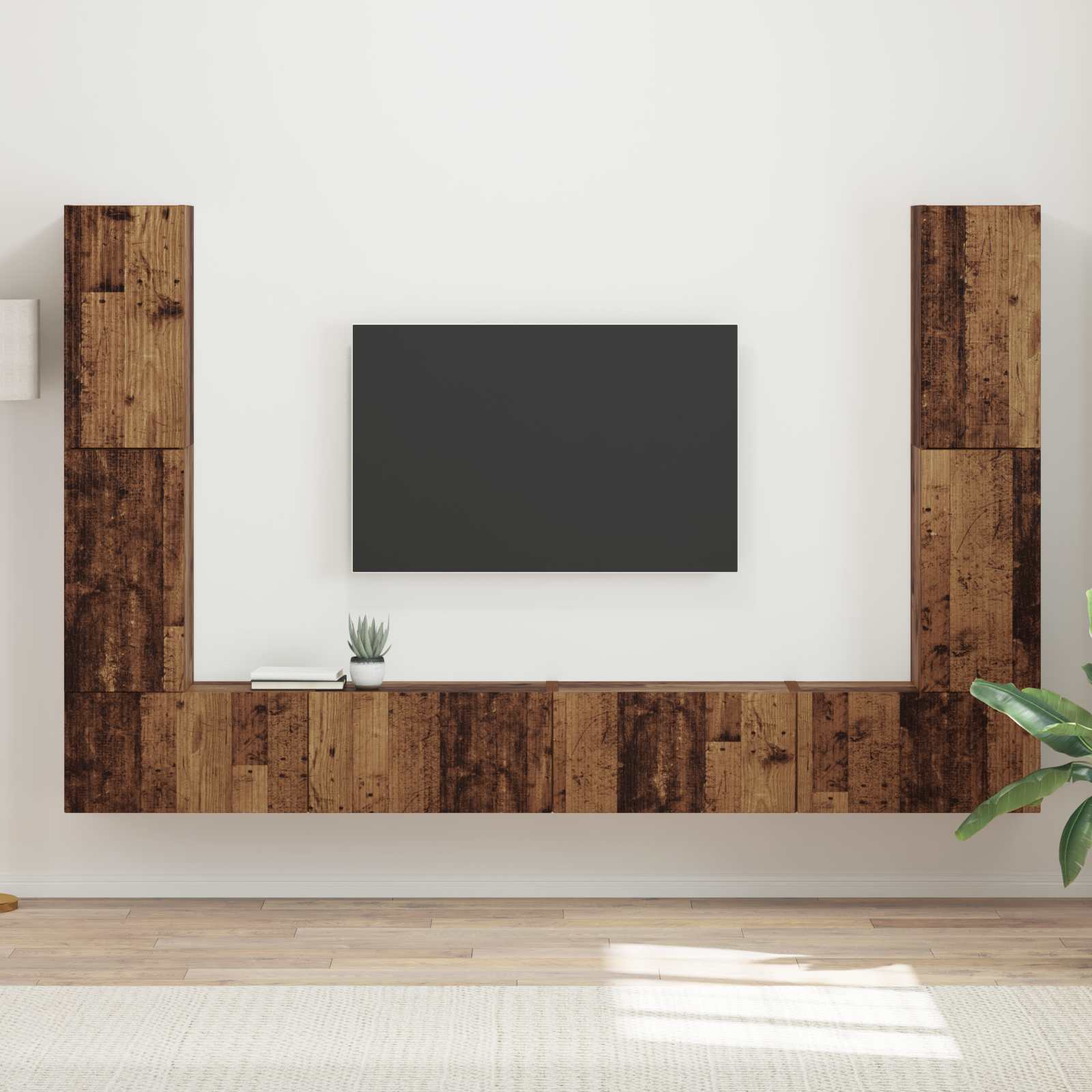 TV spintelių komplektas 8 pcs Senovinis medis Apdirbta mediena